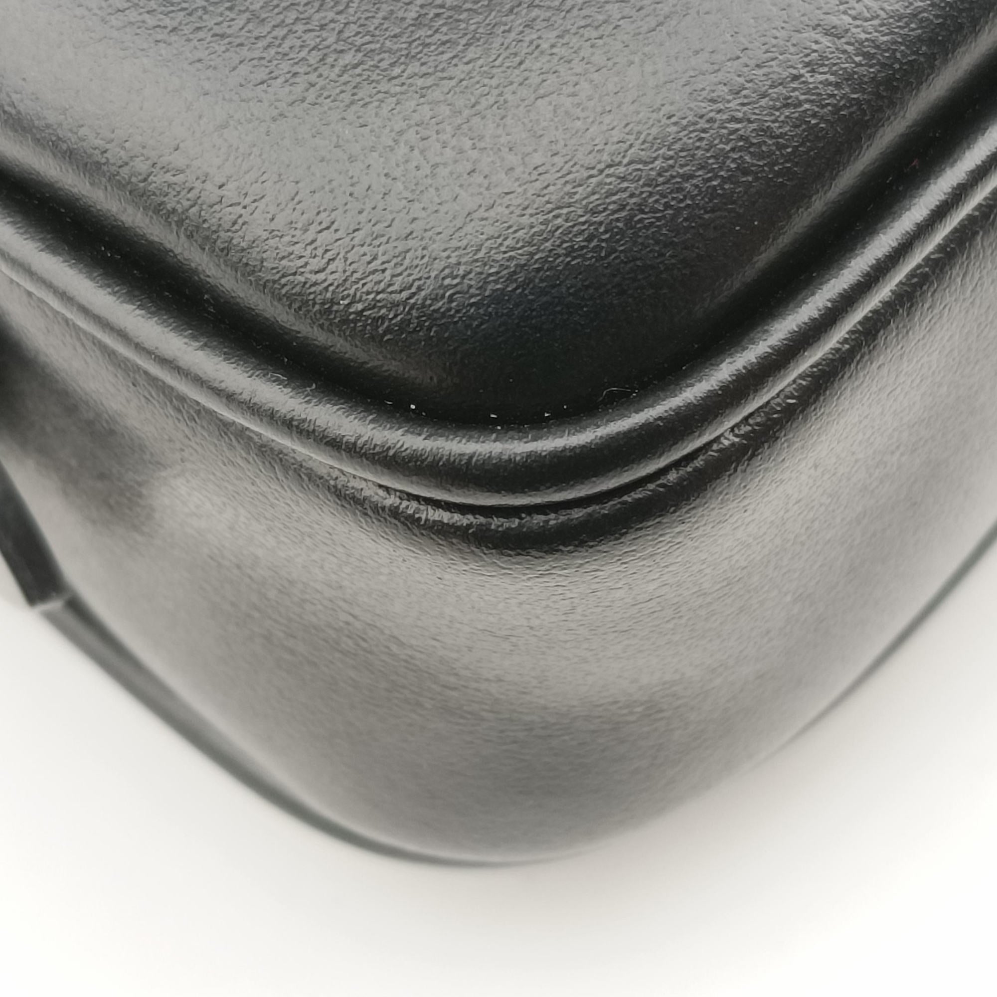 Pre-owned Miu Miu logo Black leather  bum bag/waist bag | stylenewstar