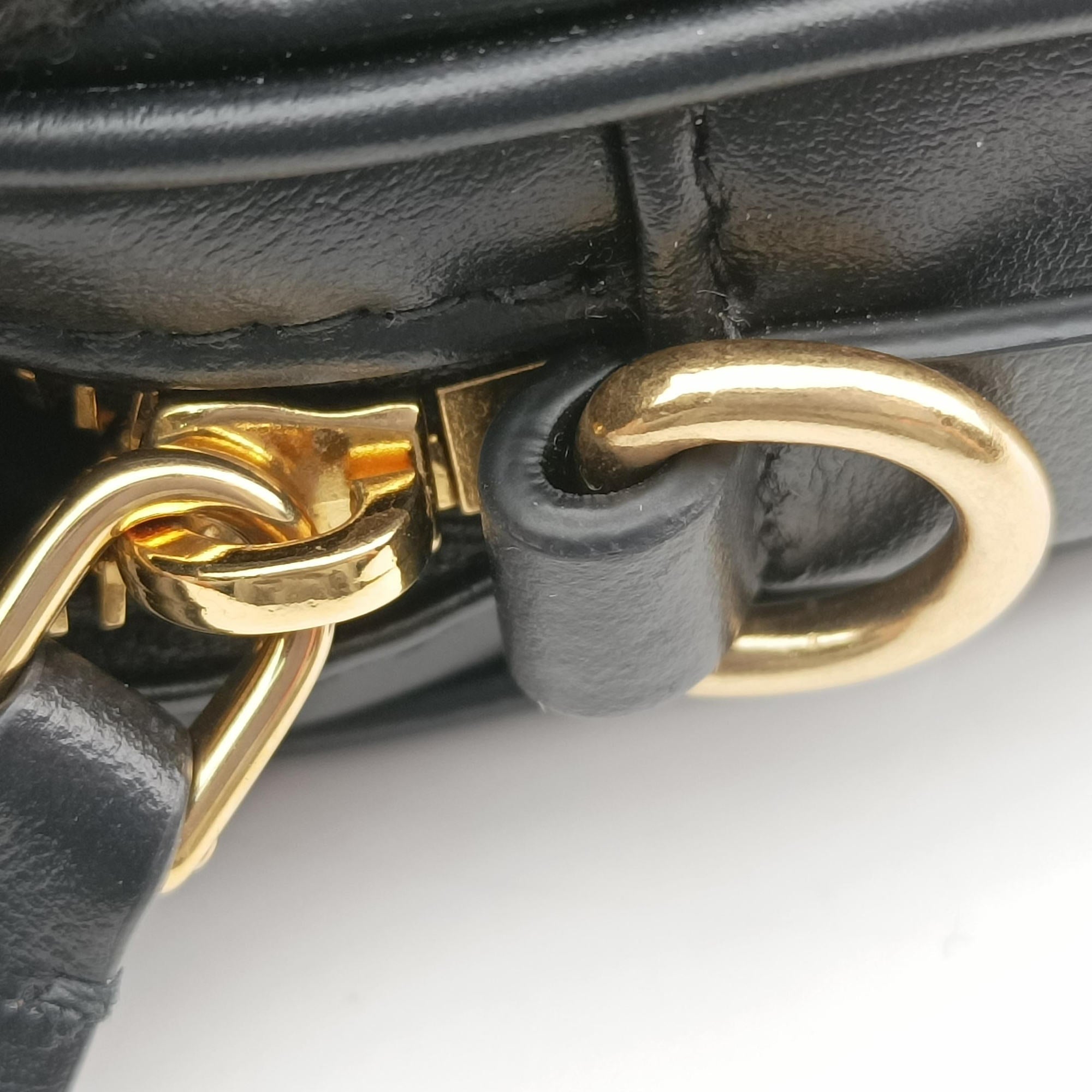 Pre-owned Miu Miu logo Black leather  bum bag/waist bag | stylenewstar