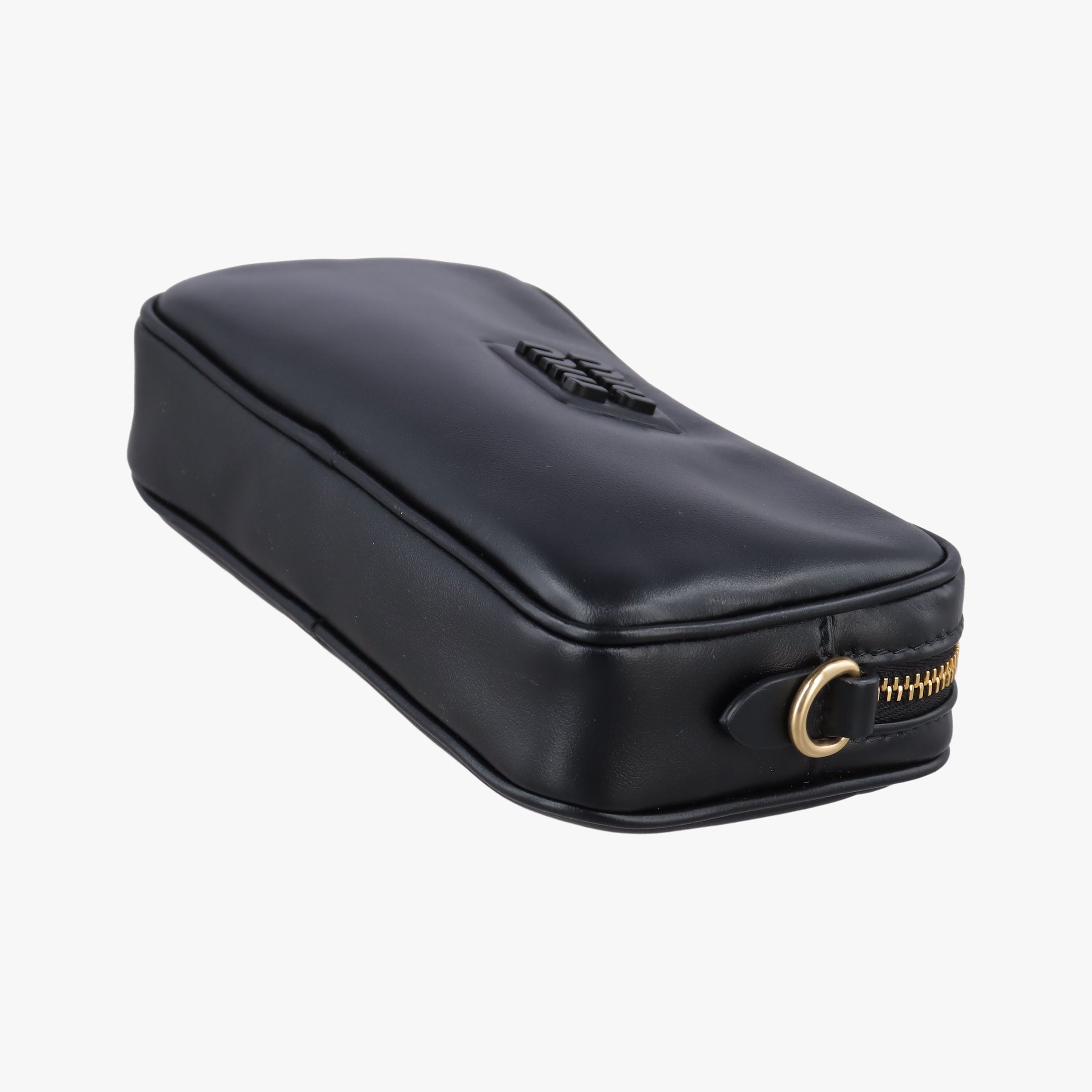 Pre-owned Miu Miu logo Black leather  bum bag/waist bag | stylenewstar