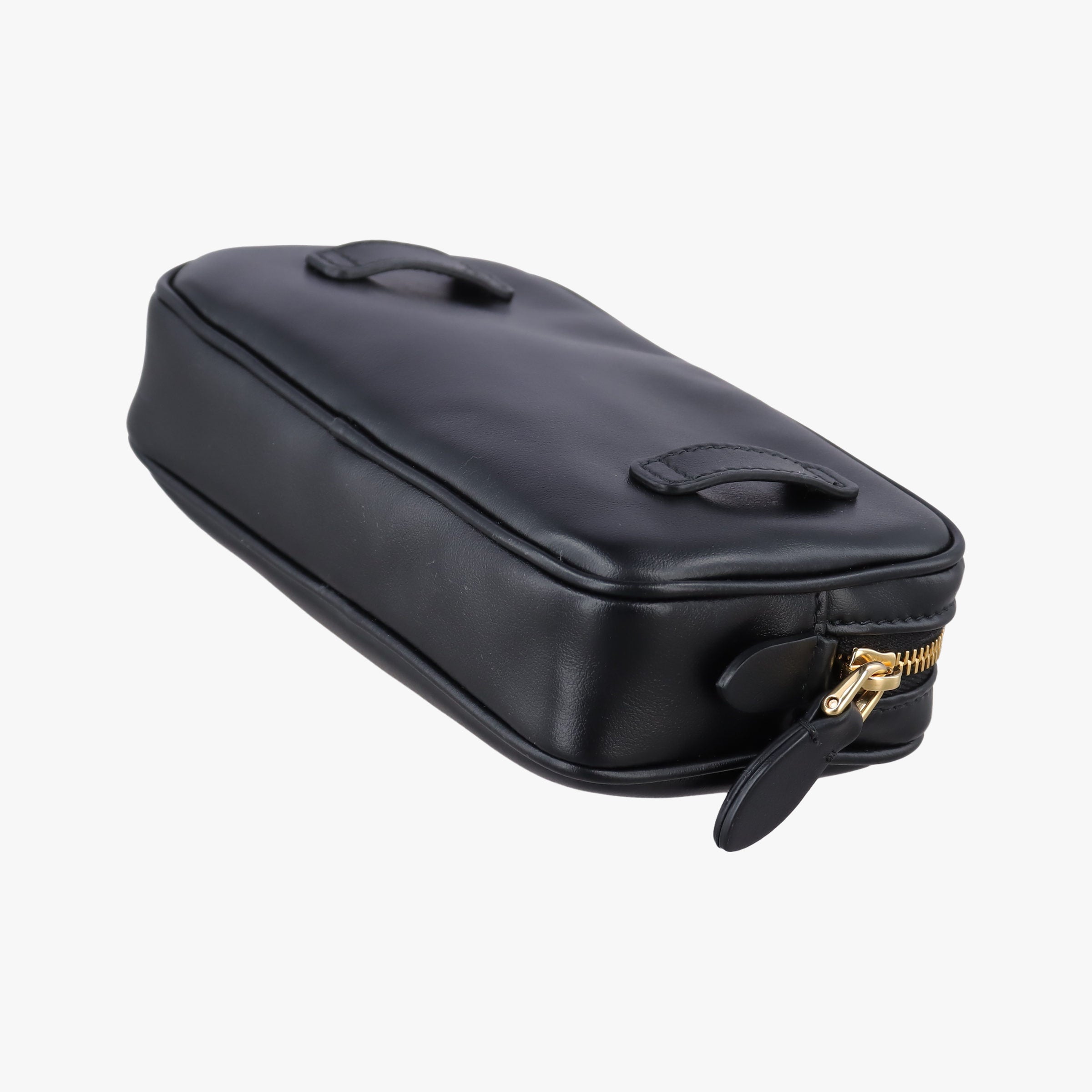Pre-owned Miu Miu logo Black leather  bum bag/waist bag | stylenewstar