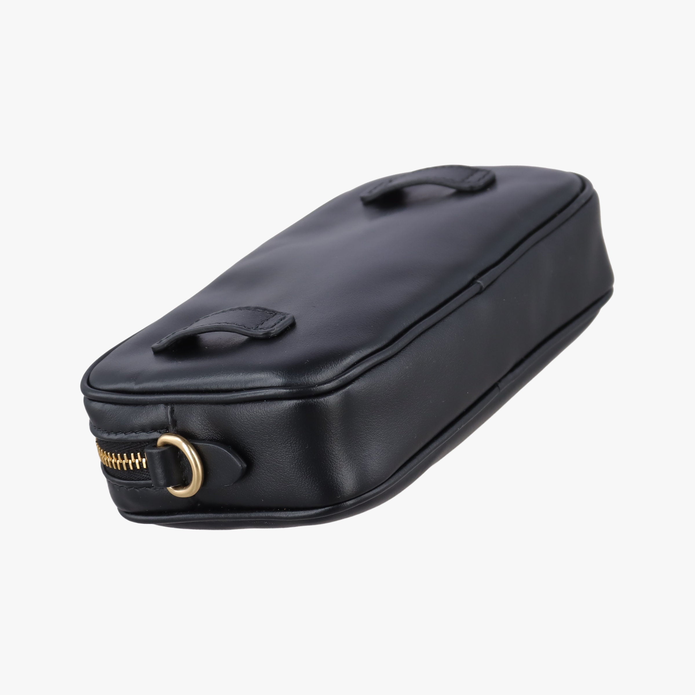 Pre-owned Miu Miu logo Black leather  bum bag/waist bag | stylenewstar