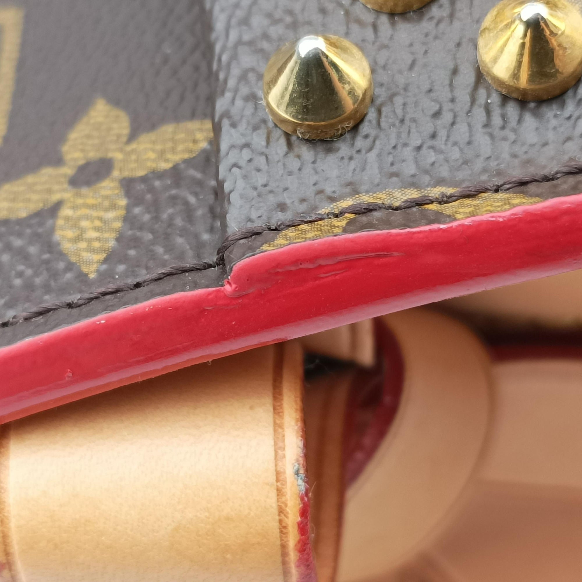 Pre-owned Louis Vuitton Monogram Studs Icono Brown×red×beige Monogram Canvas×calf leather×ponyhair M41234 handbag | stylenewstar