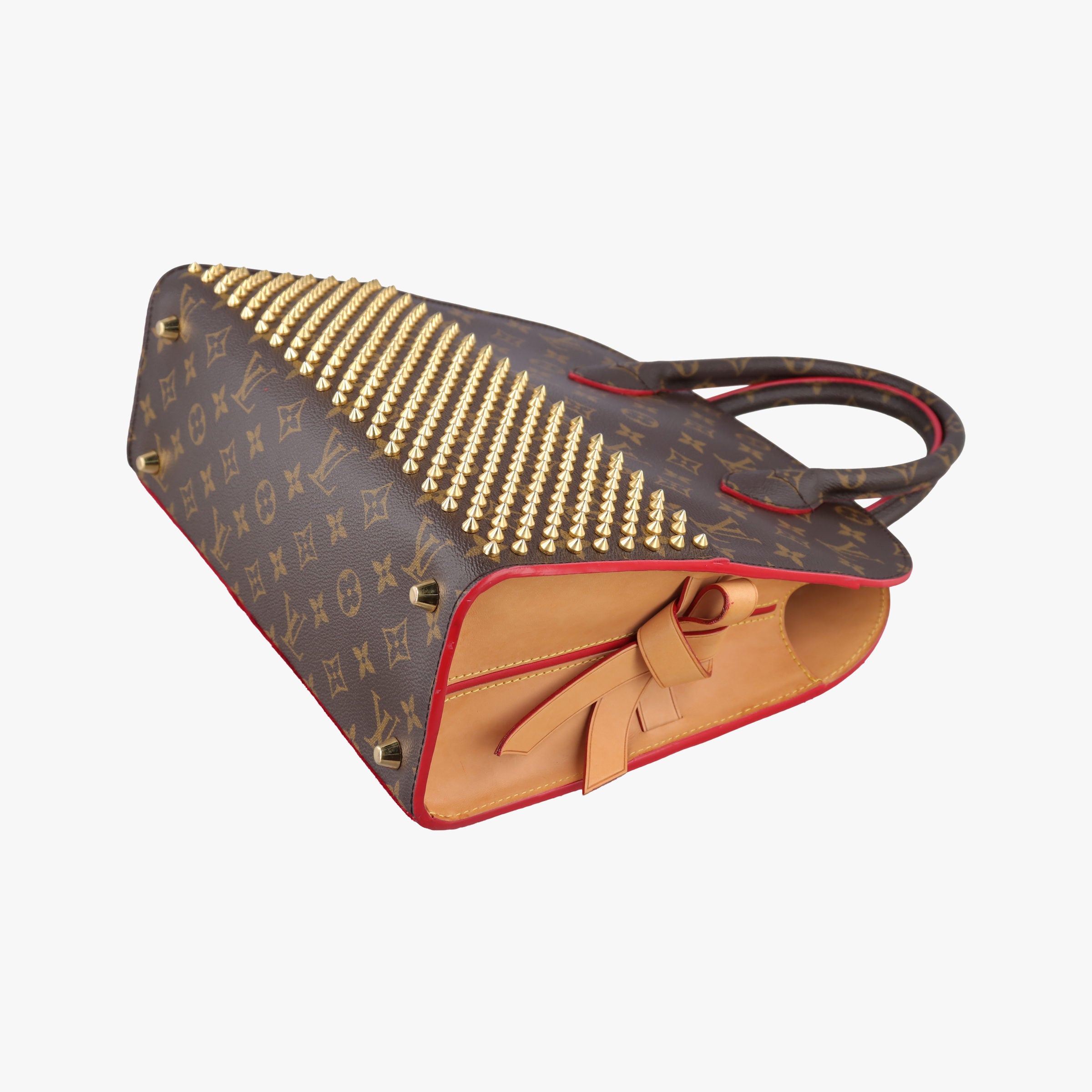 Pre-owned Louis Vuitton Monogram Studs Icono Brown×red×beige Monogram Canvas×calf leather×ponyhair M41234 handbag | stylenewstar