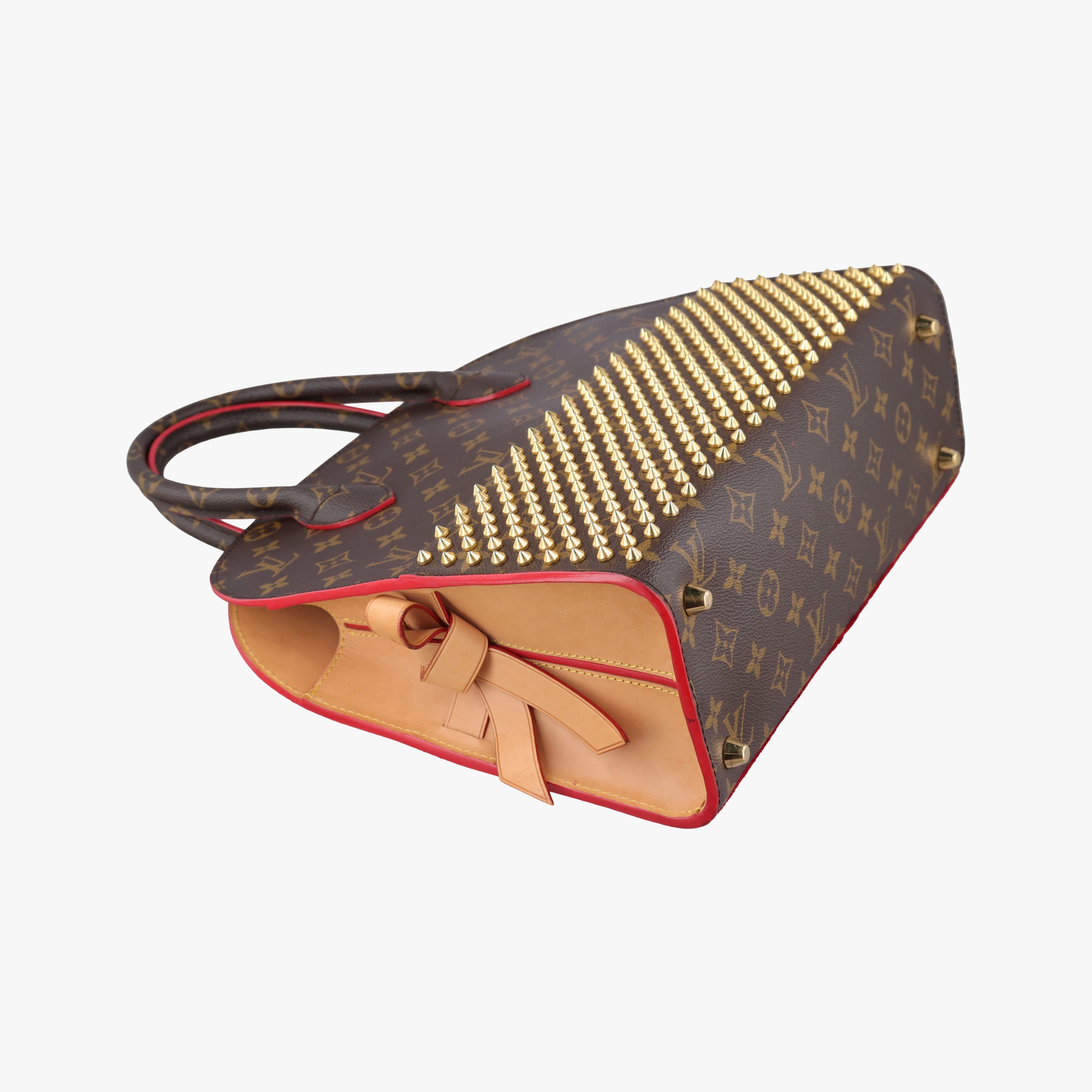 Pre-owned Louis Vuitton Monogram Studs Icono Brown×red×beige Monogram Canvas×calf leather×ponyhair M41234 handbag | stylenewstar