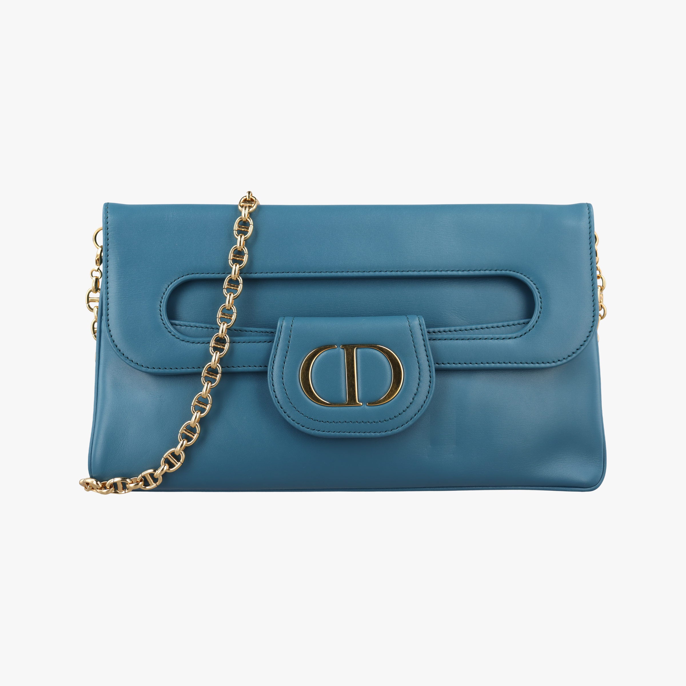 Vintage Christian Dior Diordouble Blue Leather  shoulderbag | stylenewstar
