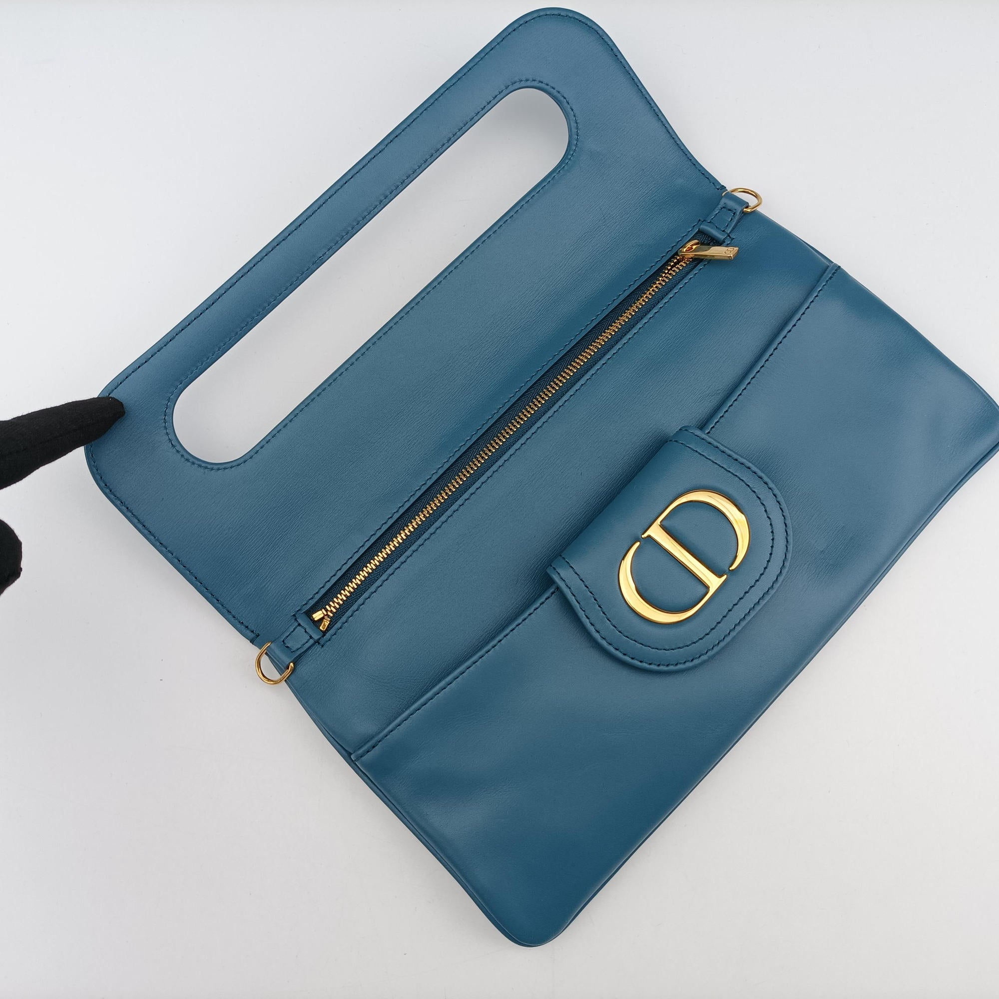 Vintage Christian Dior Diordouble Blue Leather  shoulderbag | stylenewstar