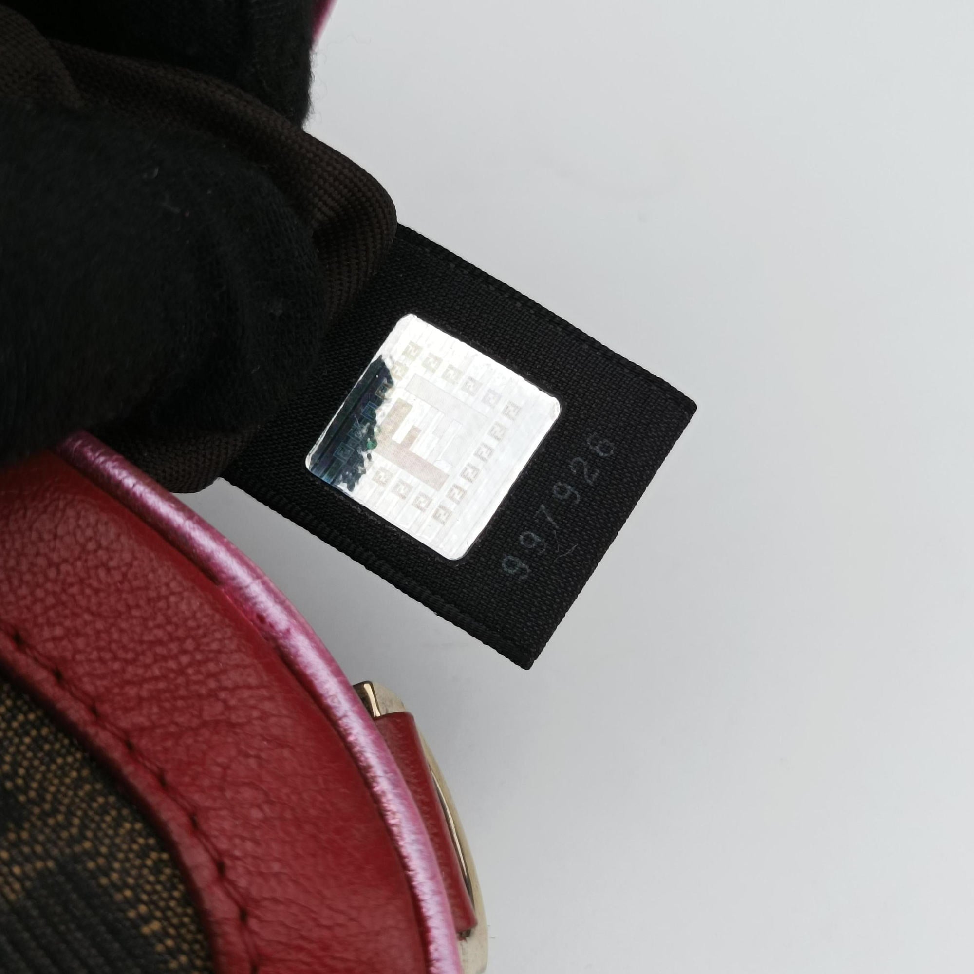 Vintage Fendi Zucca Vanity Mirror Brown × Red Jacquard × Leather 8BN133 shoulderbag | stylenewstar