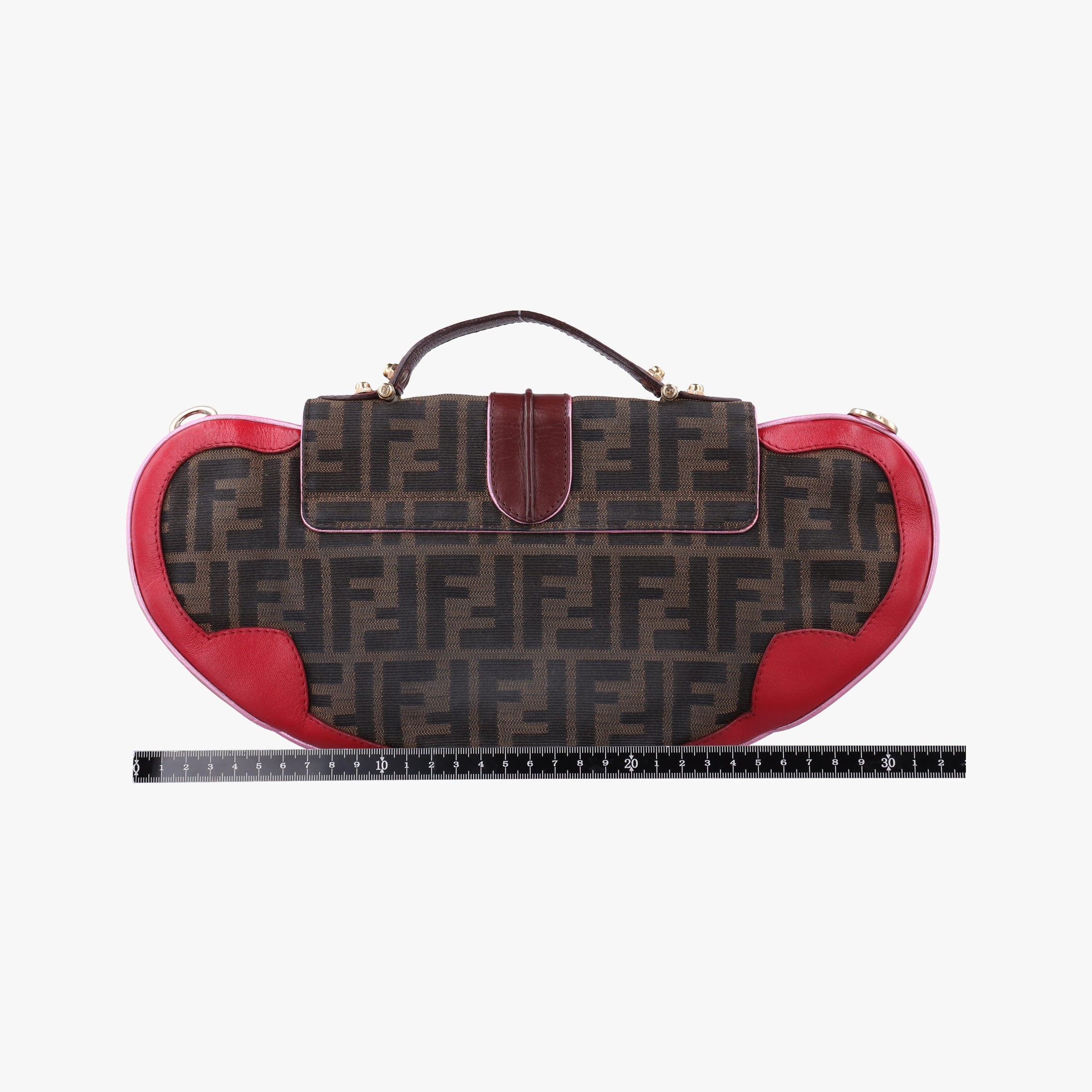 Vintage Fendi Zucca Vanity Mirror Brown × Red Jacquard × Leather 8BN133 shoulderbag | stylenewstar