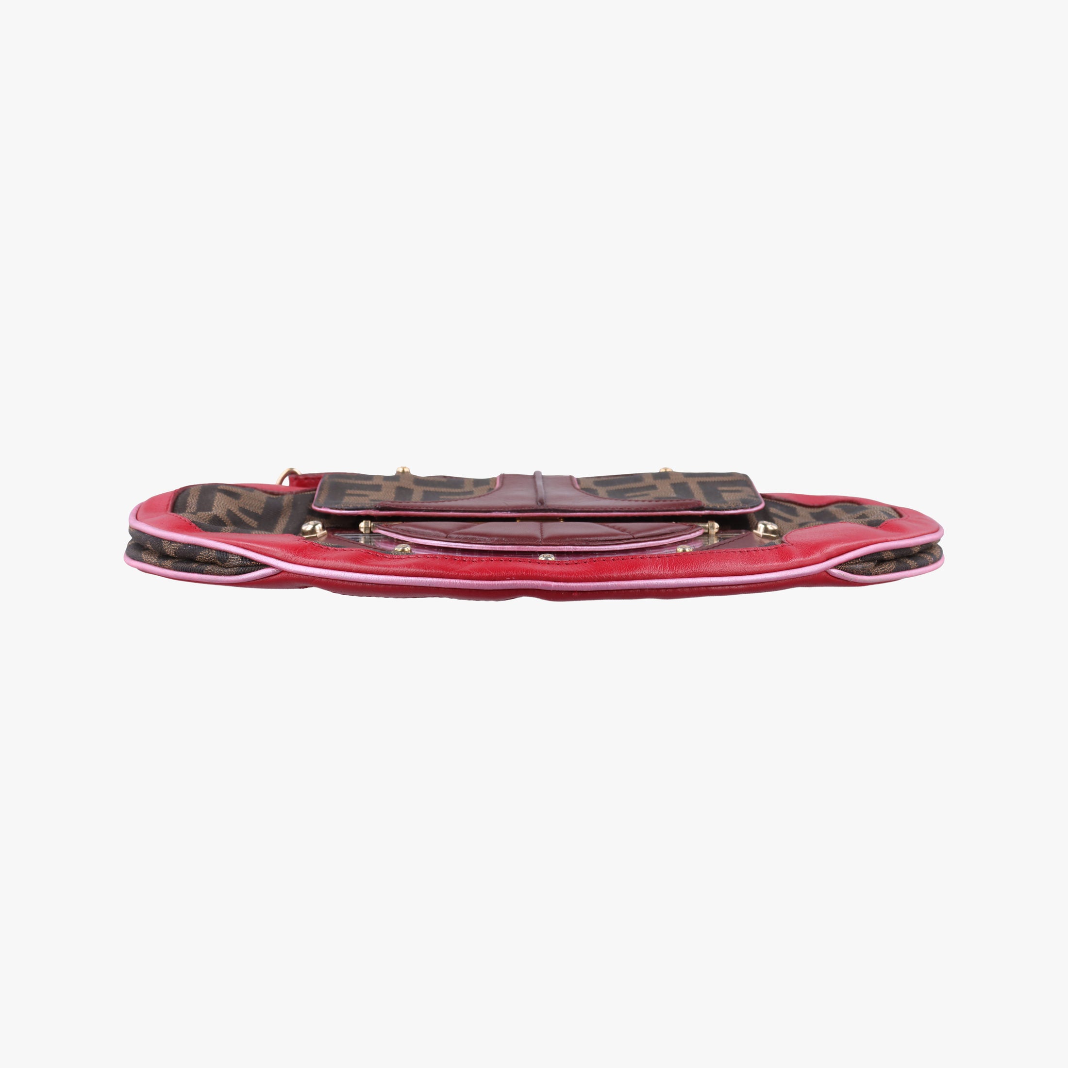 Vintage Fendi Zucca Vanity Mirror Brown × Red Jacquard × Leather 8BN133 shoulderbag | stylenewstar