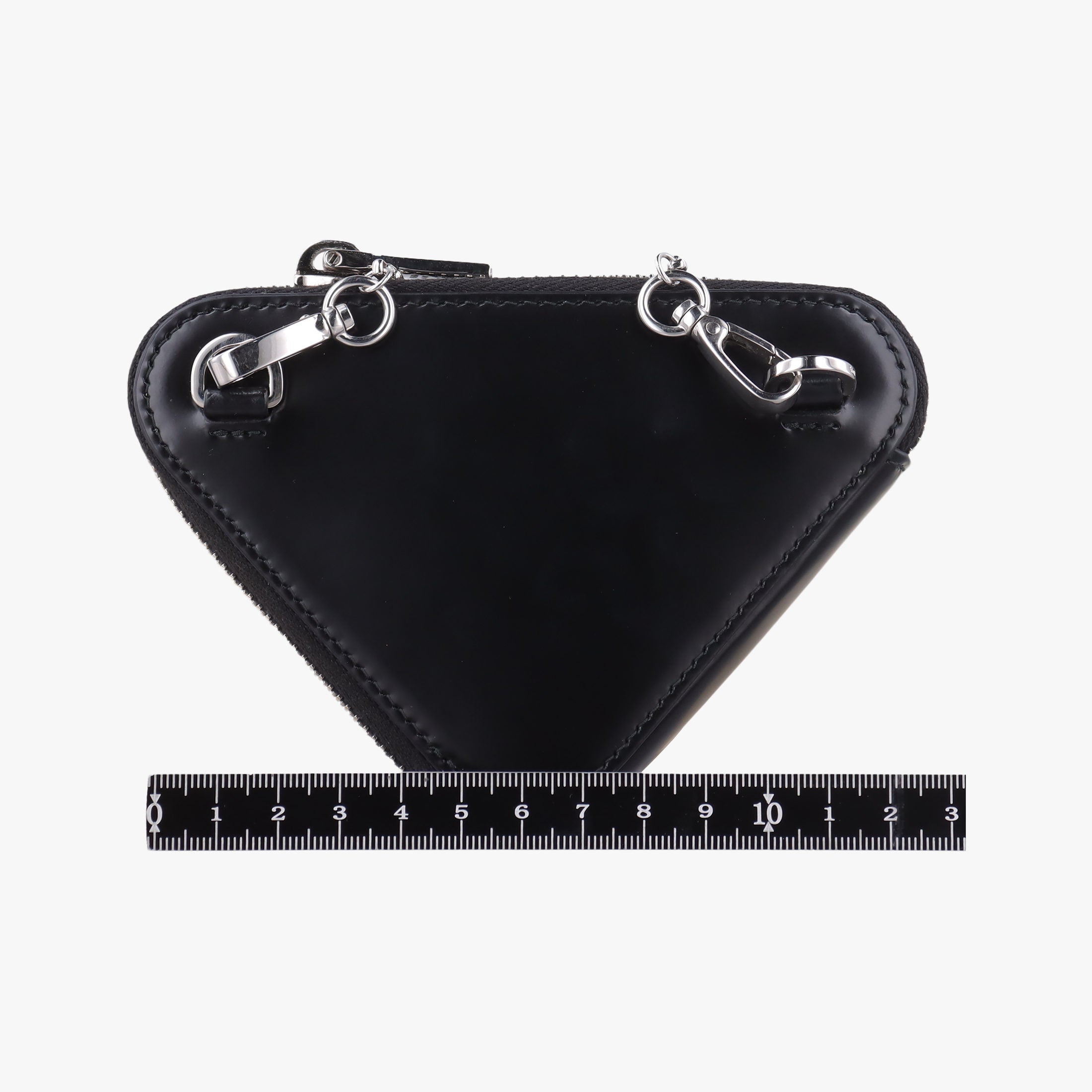 Pre-owned Prada Triangle Chain Pouch Black Leather  shoulderbag | stylenewstar