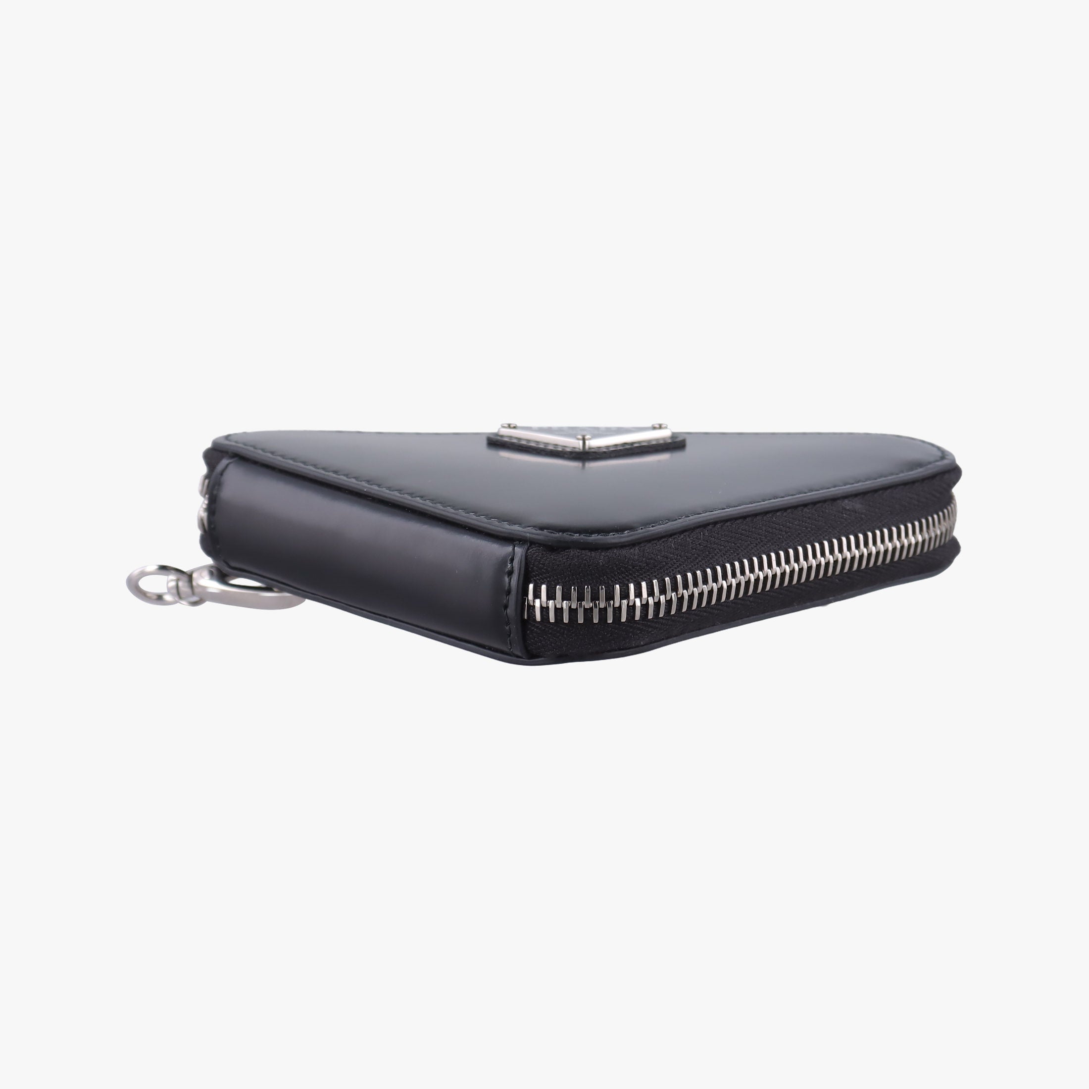 Pre-owned Prada Triangle Chain Pouch Black Leather  shoulderbag | stylenewstar