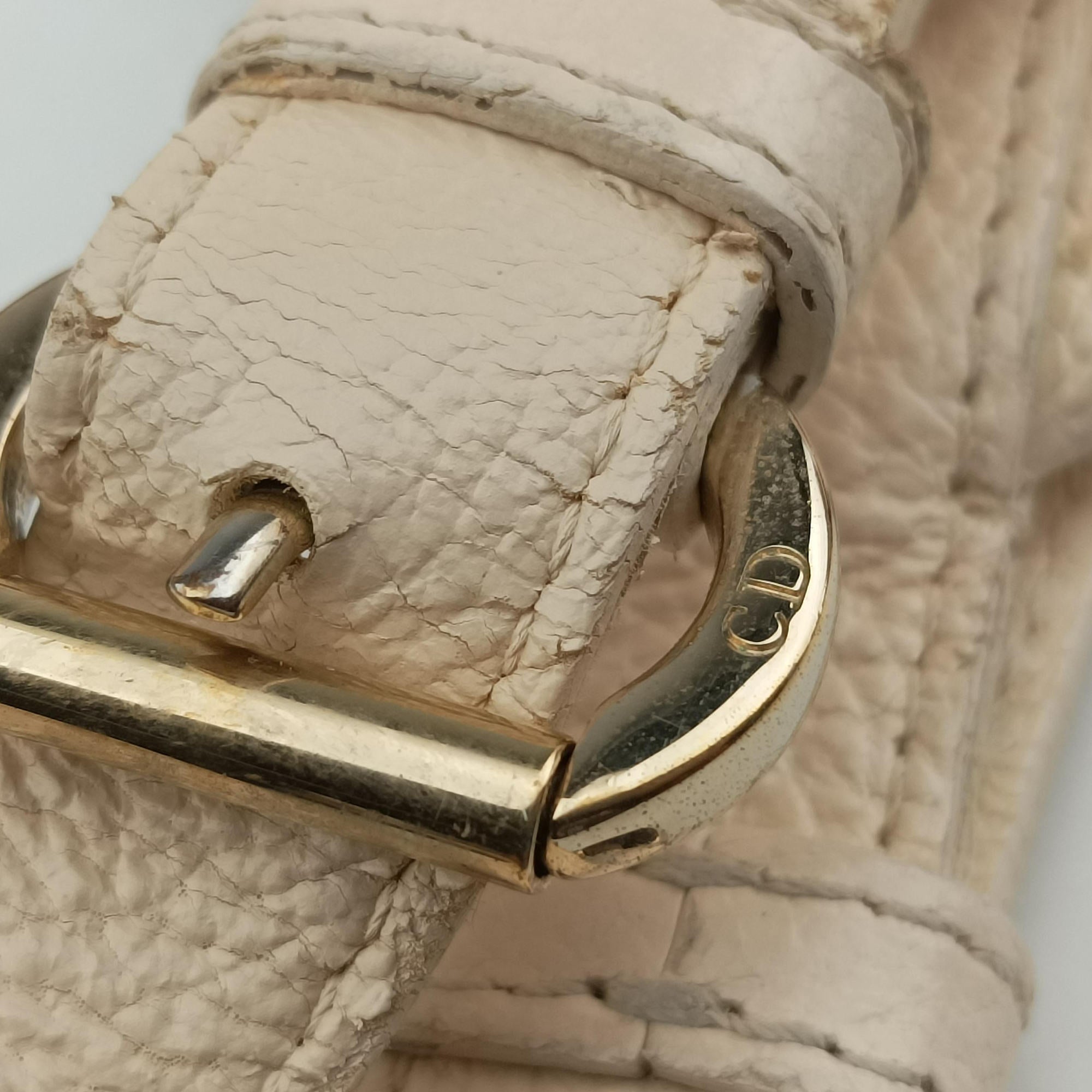 Pre-owned Christian Dior Cannage Bee Beige Leather  handbag | stylenewstar