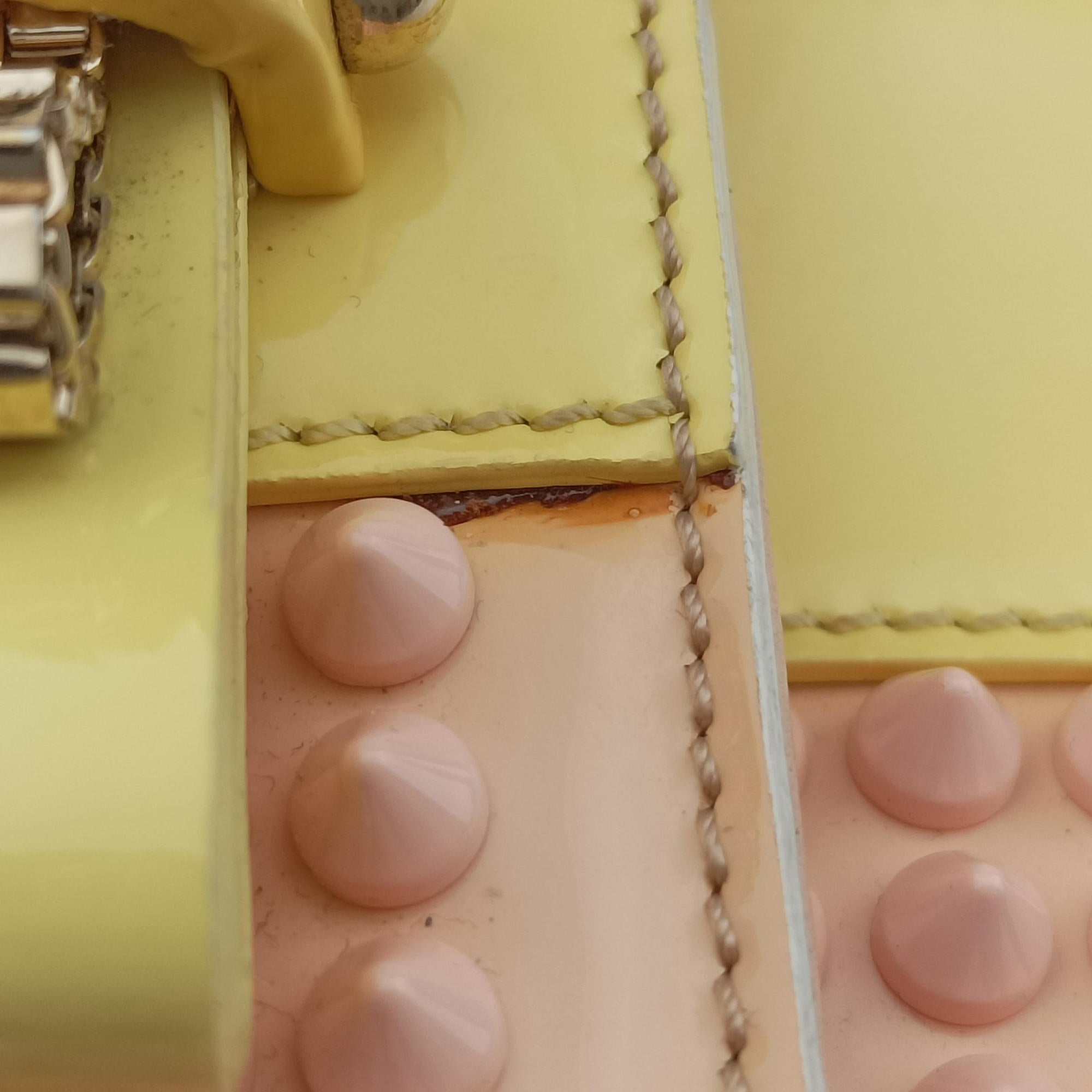 Pre-owned Christian Louboutin Sweet Charity Scarabe Spike Pink × Yellow × Blue × Green Leather  shoulderbag | stylenewstar