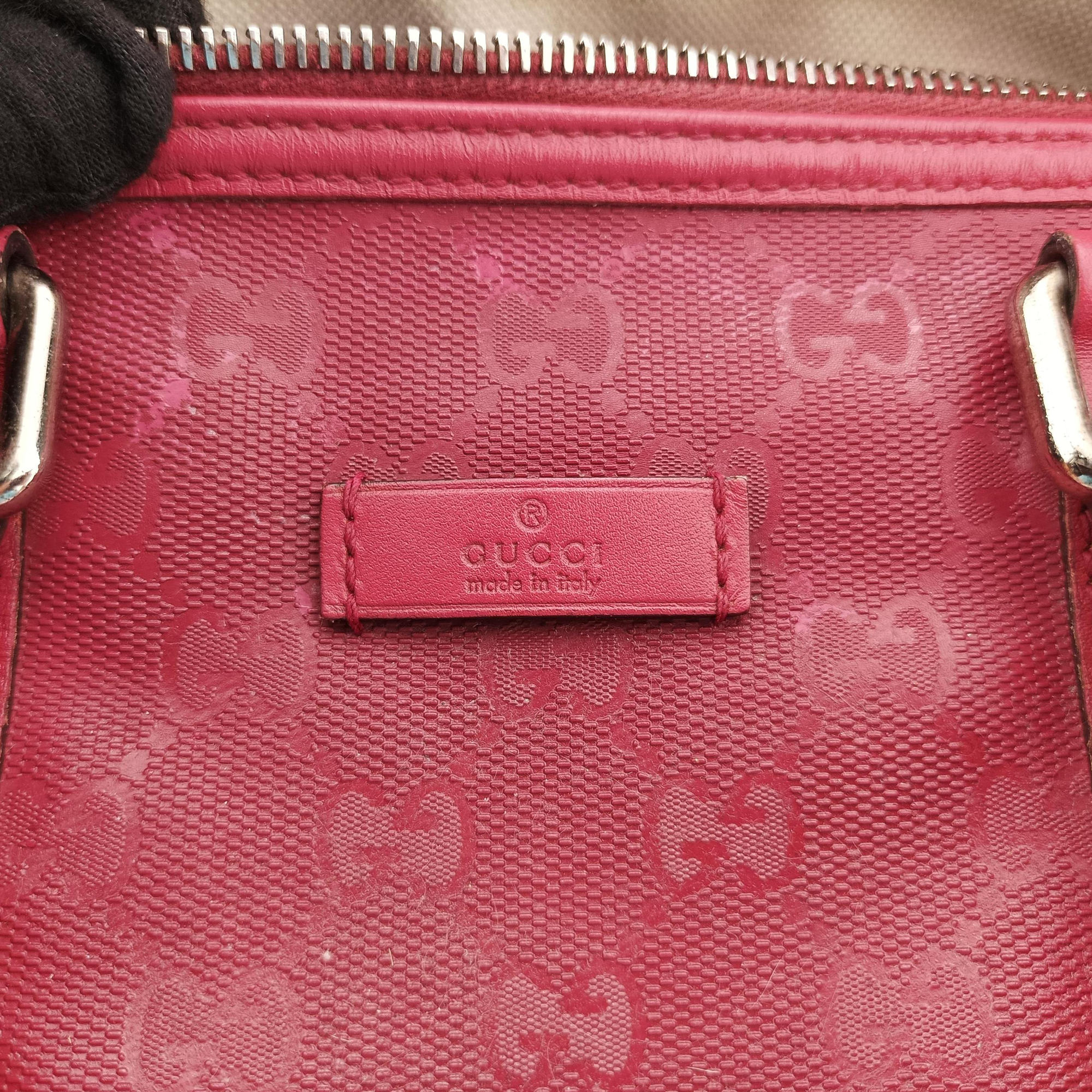 Pre-owned Gucci GG plus Spring Joy GG Supreme Red PVC coated canvas×Leather 193603 handbag | stylenewstar