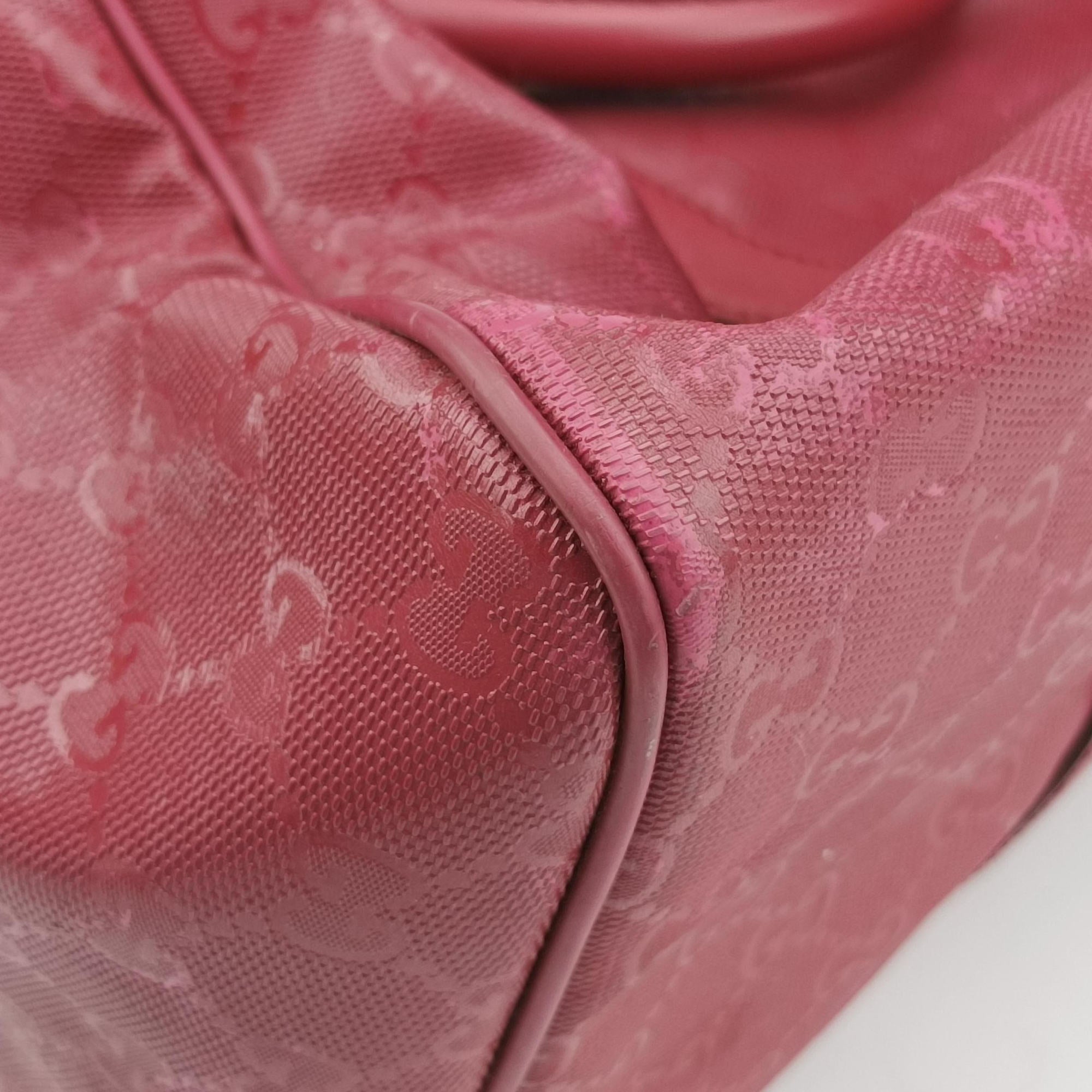 Pre-owned Gucci GG plus Spring Joy GG Supreme Red PVC coated canvas×Leather 193603 handbag | stylenewstar