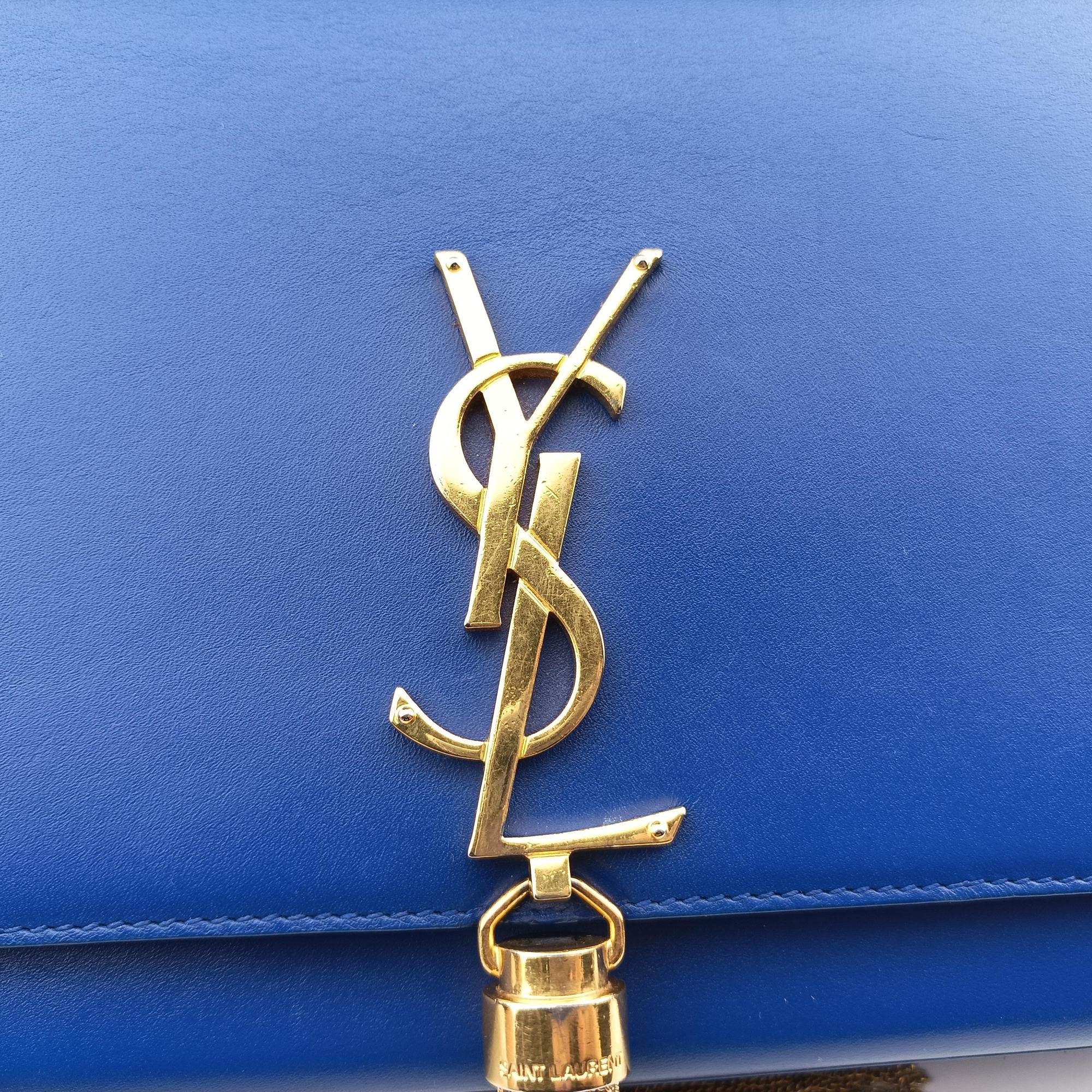 Pre-owned Yves Saint Laurent KATE Blue Leather 354119 shoulderbag | stylenewstar
