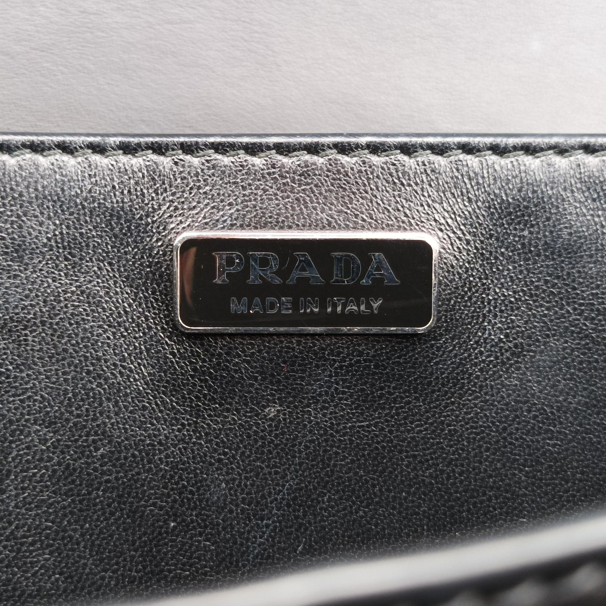 Secondhand Prada Cahier Black Leather×Pony-style calfskin 1BD045 shoulderbag | stylenewstar
