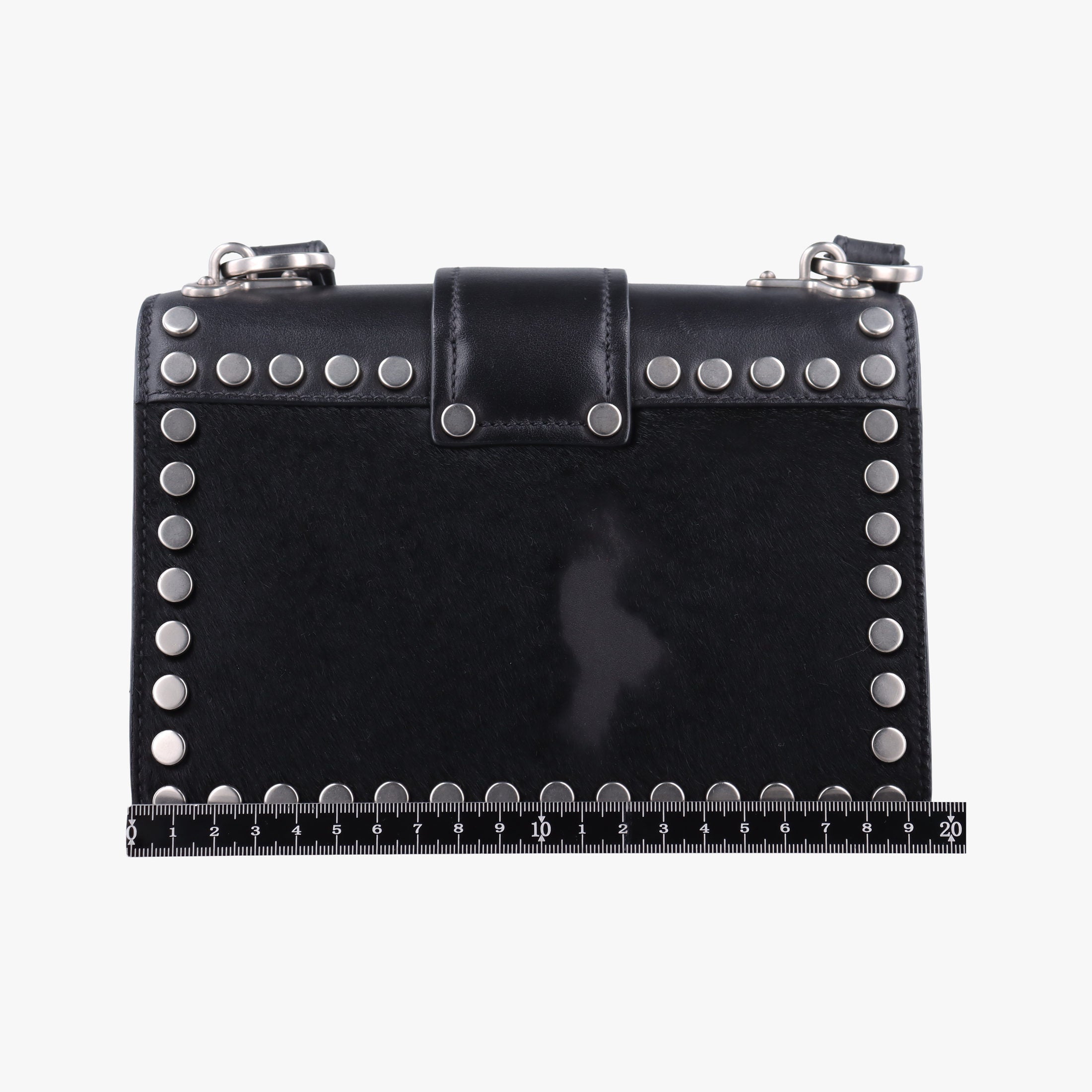Secondhand Prada Cahier Black Leather×Pony-style calfskin 1BD045 shoulderbag | stylenewstar