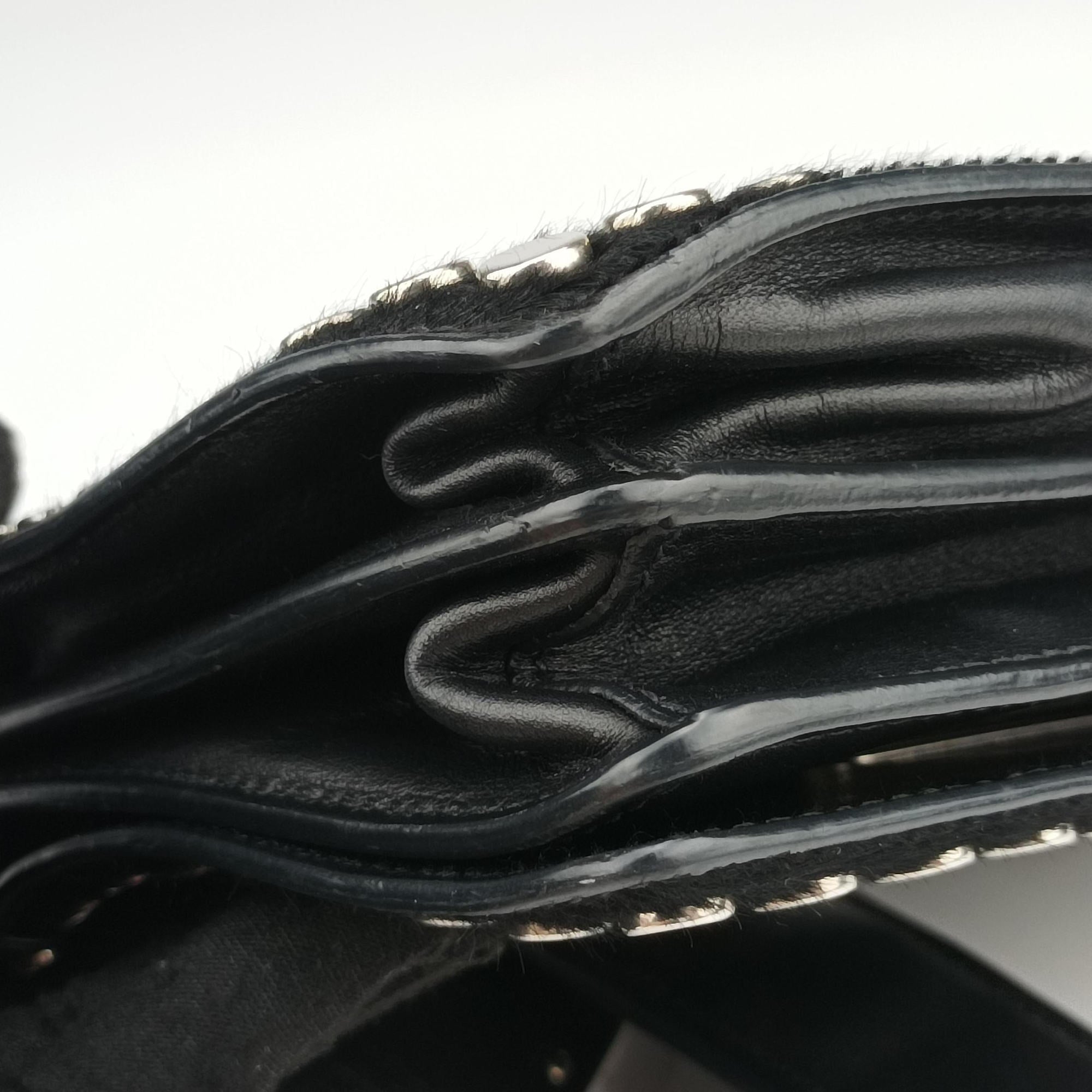 Secondhand Prada Cahier Black Leather×Pony-style calfskin 1BD045 shoulderbag | stylenewstar