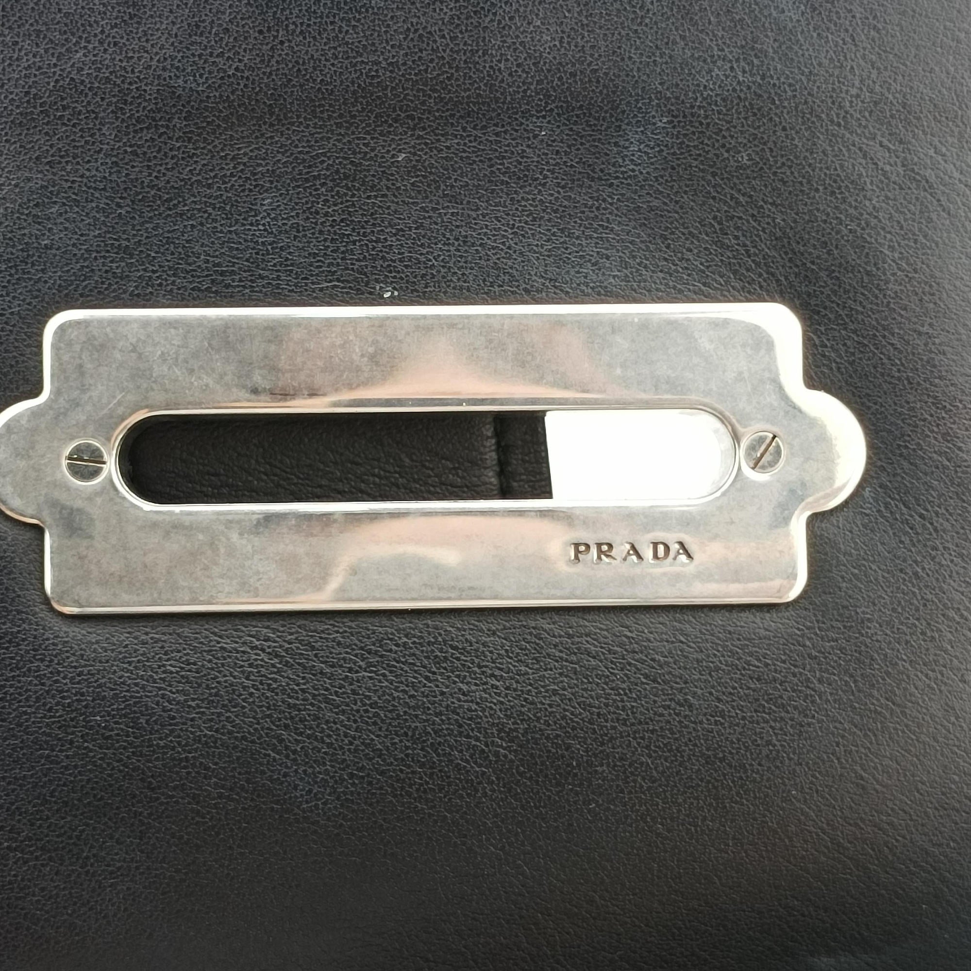 Secondhand Prada Cahier Black Leather×Pony-style calfskin 1BD045 shoulderbag | stylenewstar