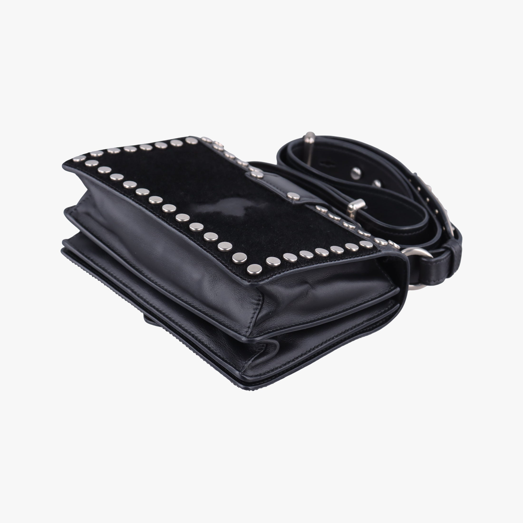 Secondhand Prada Cahier Black Leather×Pony-style calfskin 1BD045 shoulderbag | stylenewstar