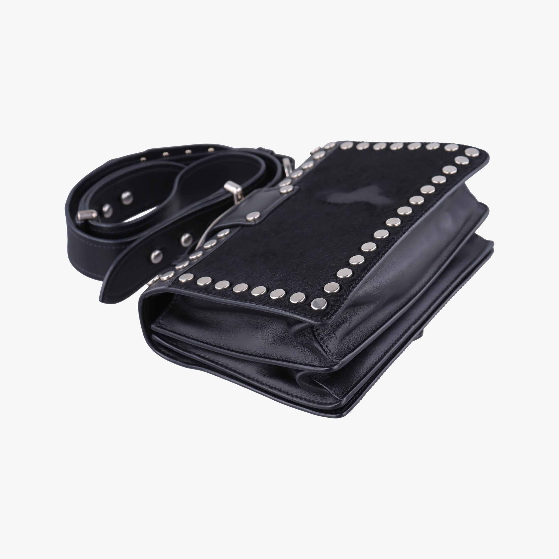 Secondhand Prada Cahier Black Leather×Pony-style calfskin 1BD045 shoulderbag | stylenewstar