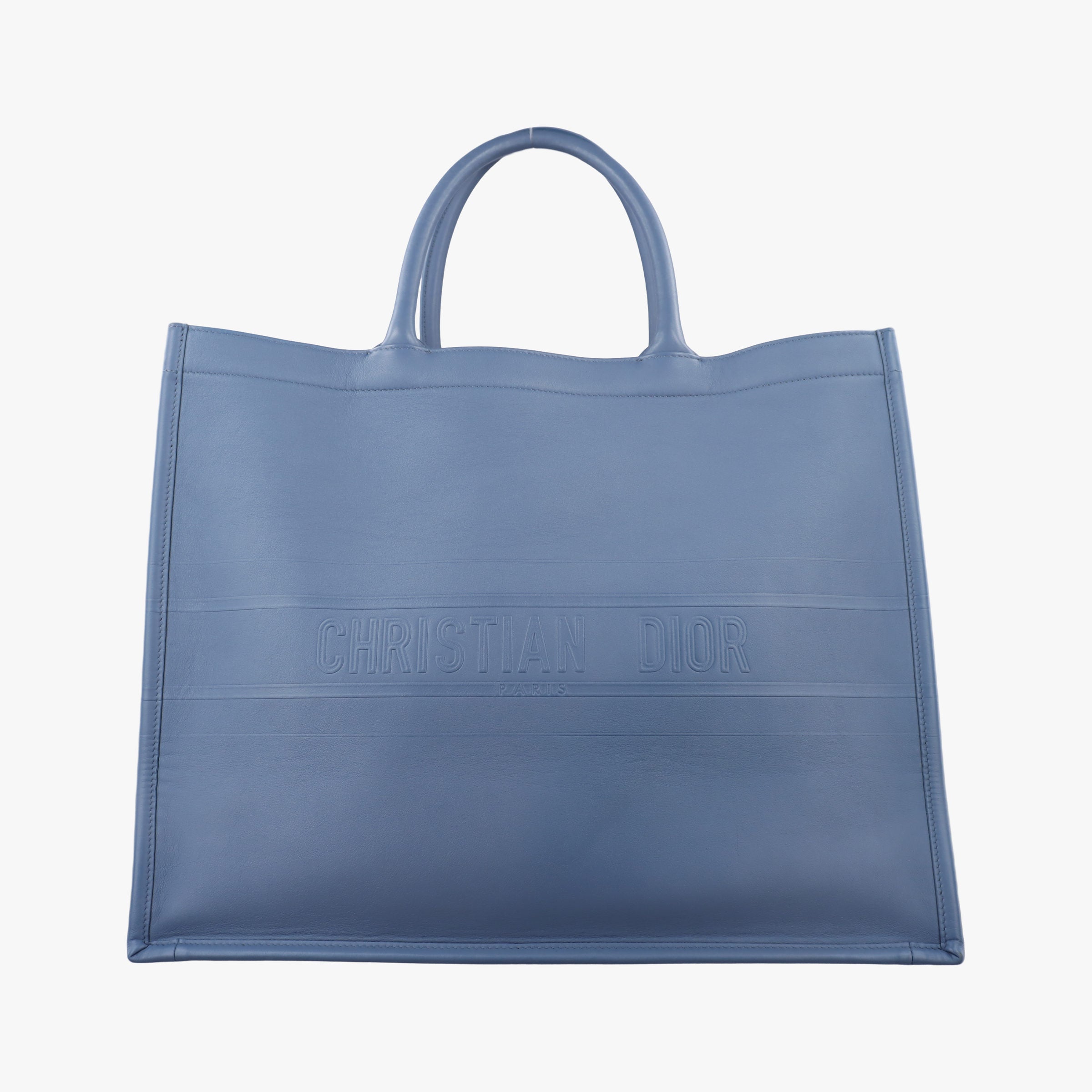 Pre-owned Christian Dior Book Tote Bag Blue leather  handbag | stylenewstar