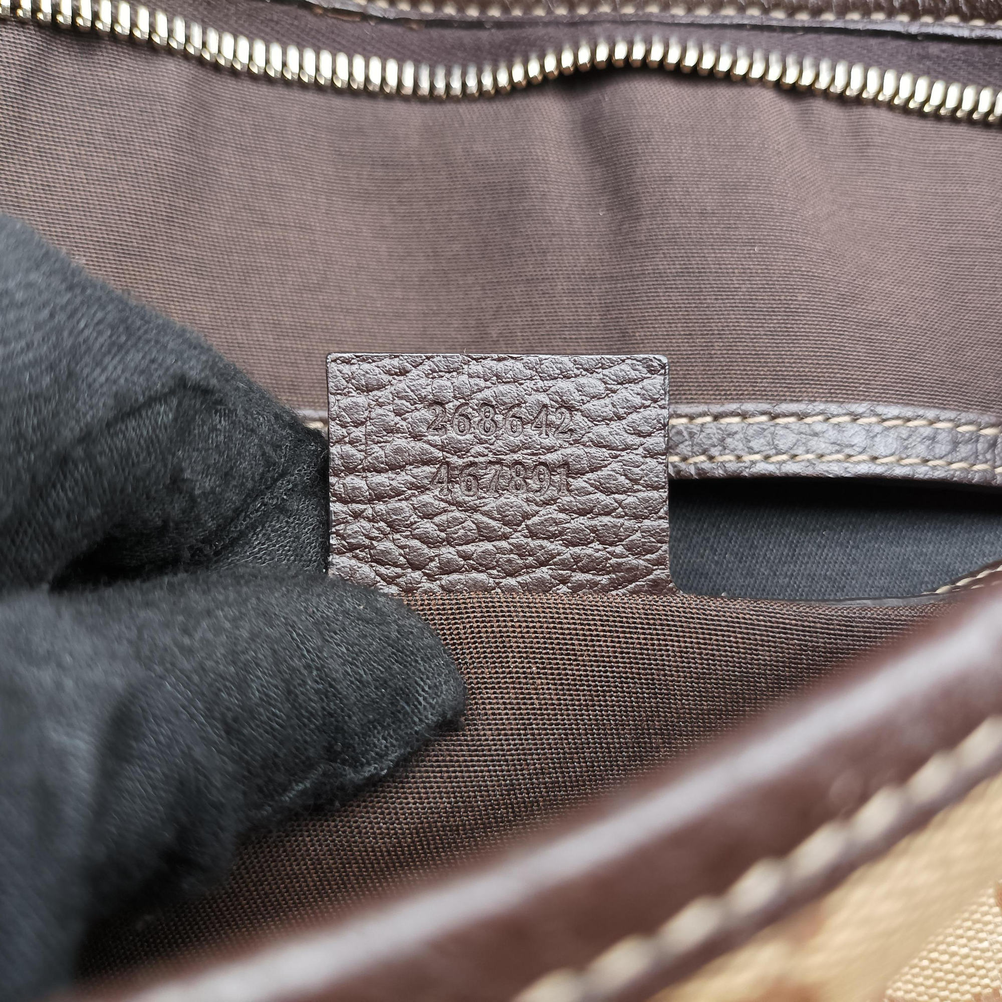 Secondhand Gucci Abbey Brown PVC coated canvas 268642 shoulderbag | stylenewstar