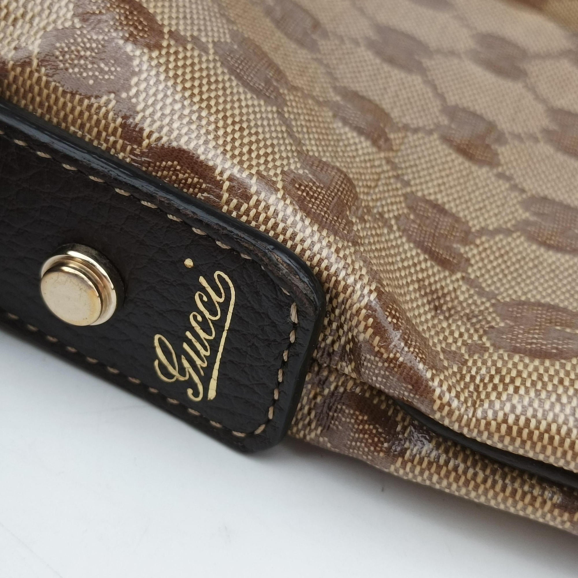Secondhand Gucci Abbey Brown PVC coated canvas 268642 shoulderbag | stylenewstar