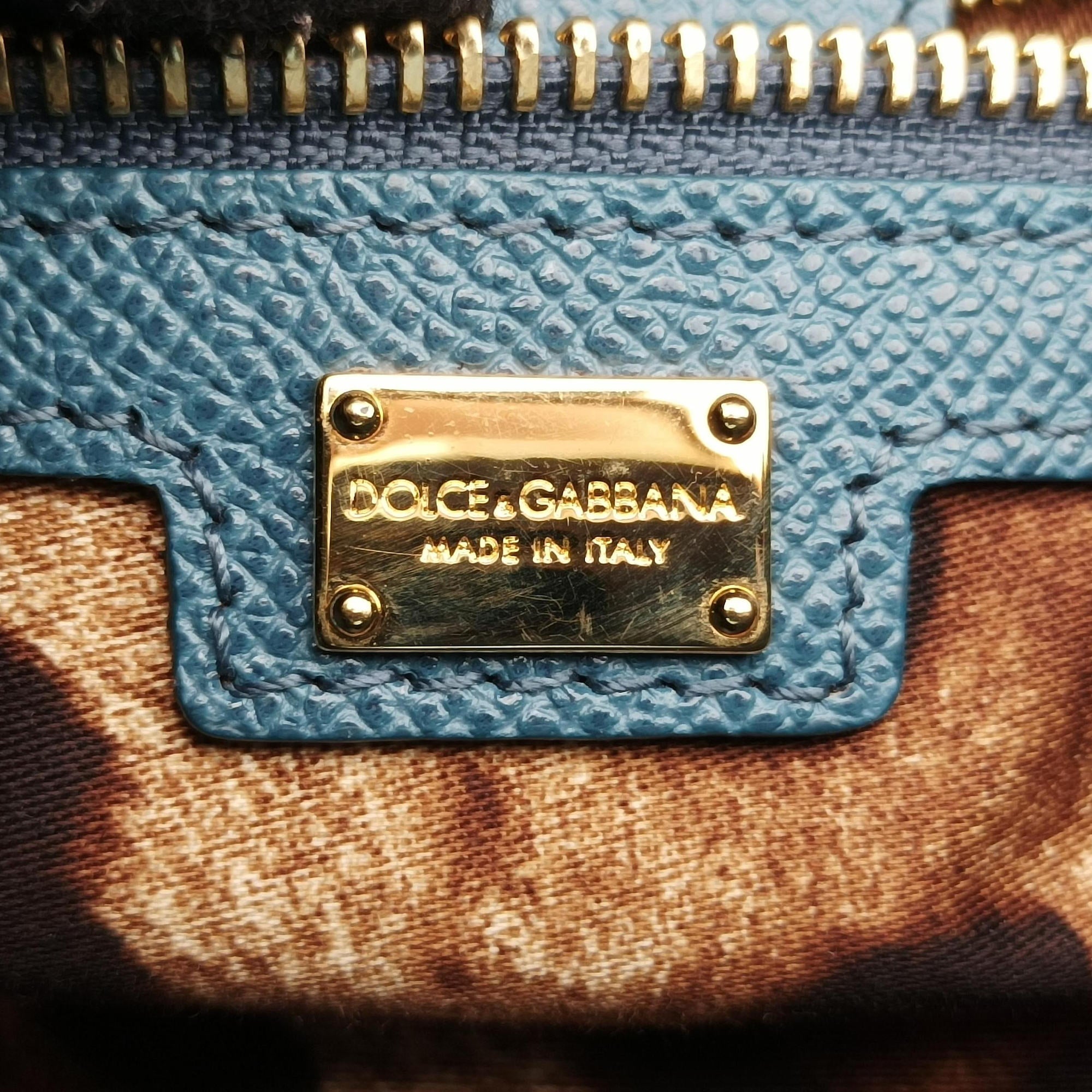 Pre-owned Dolce & Gabbana SICILY Blue Leather  shoulderbag | stylenewstar