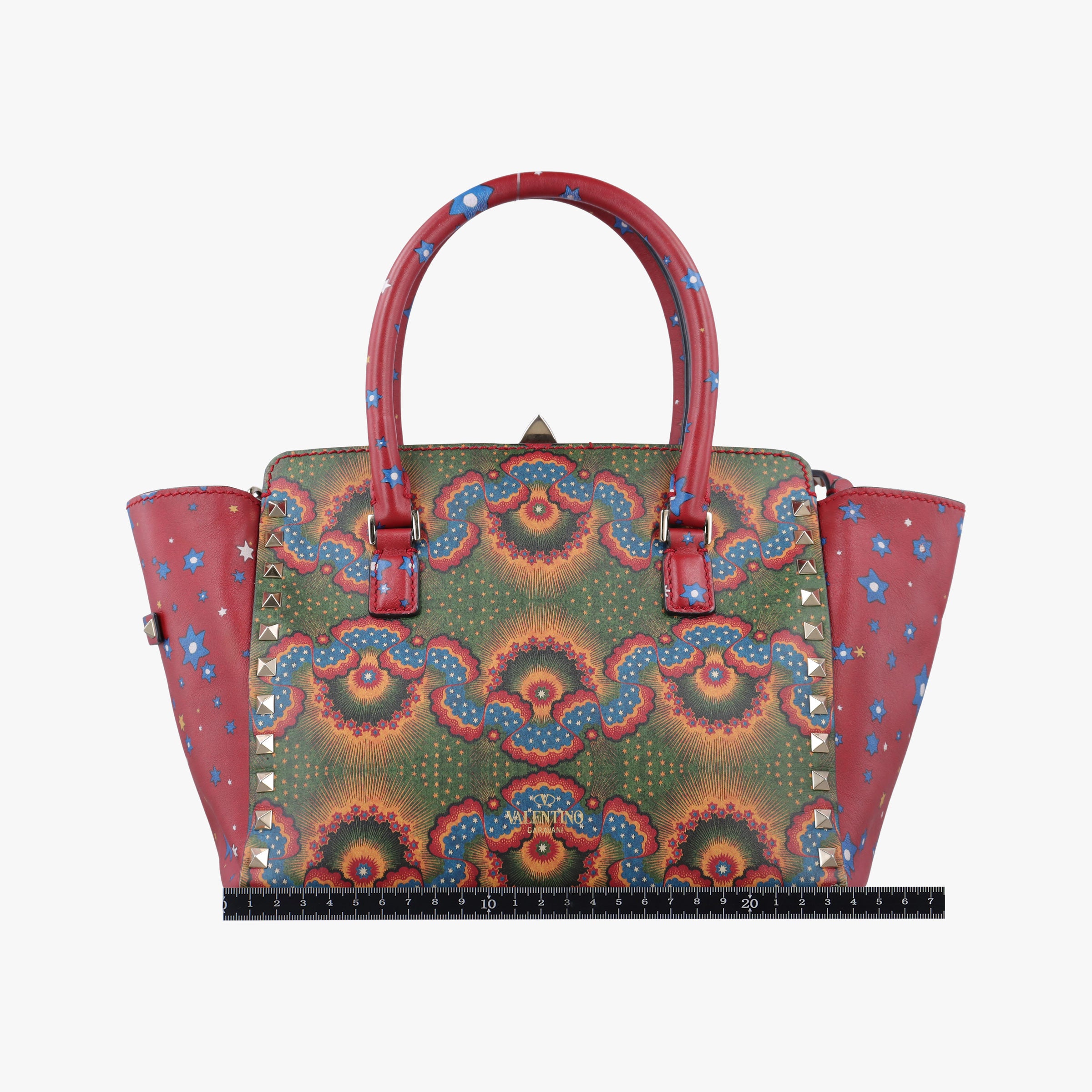 Pre-owned Valentino Rockstud Red Multi Calfskin  shoulderbag | stylenewstar
