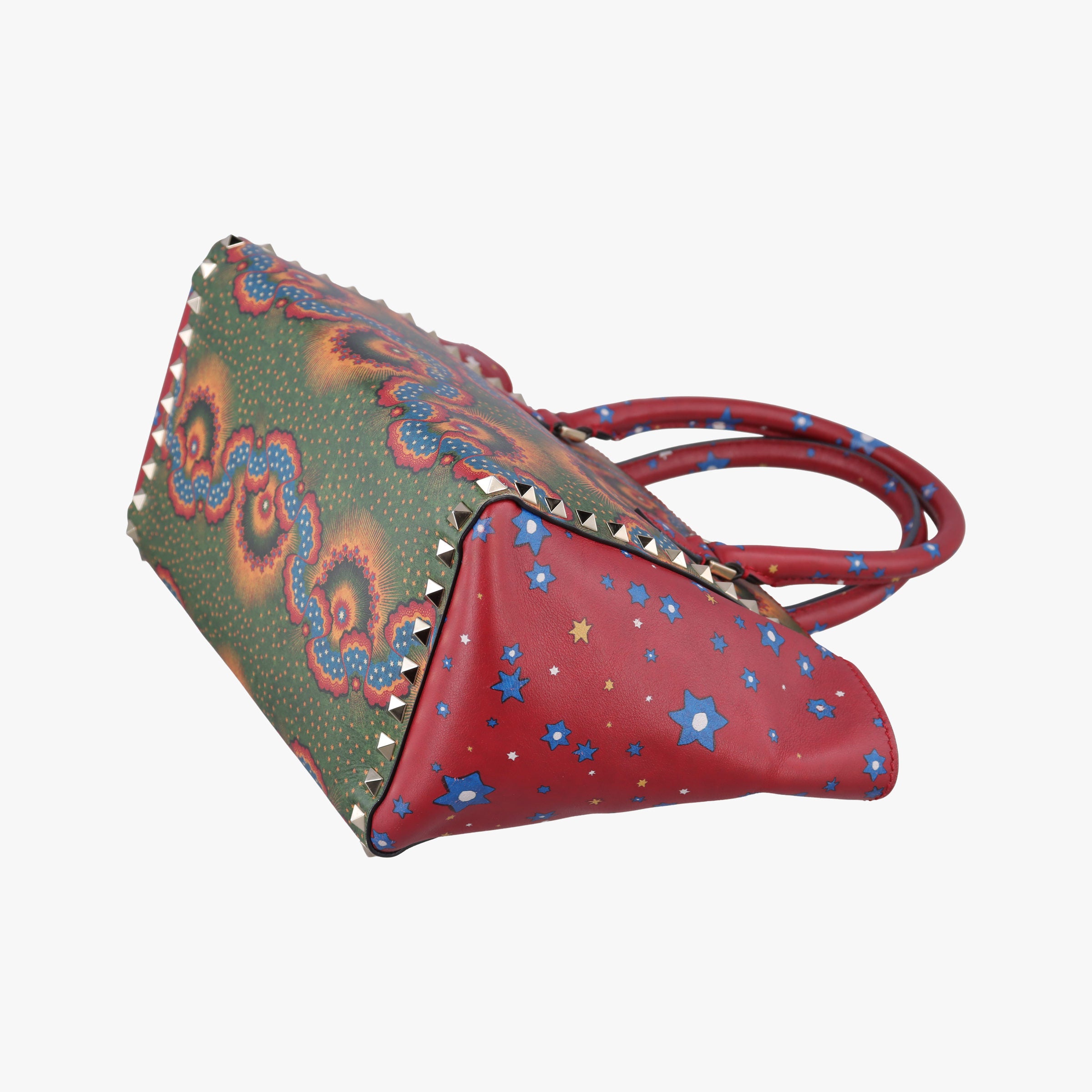 Pre-owned Valentino Rockstud Red Multi Calfskin  shoulderbag | stylenewstar