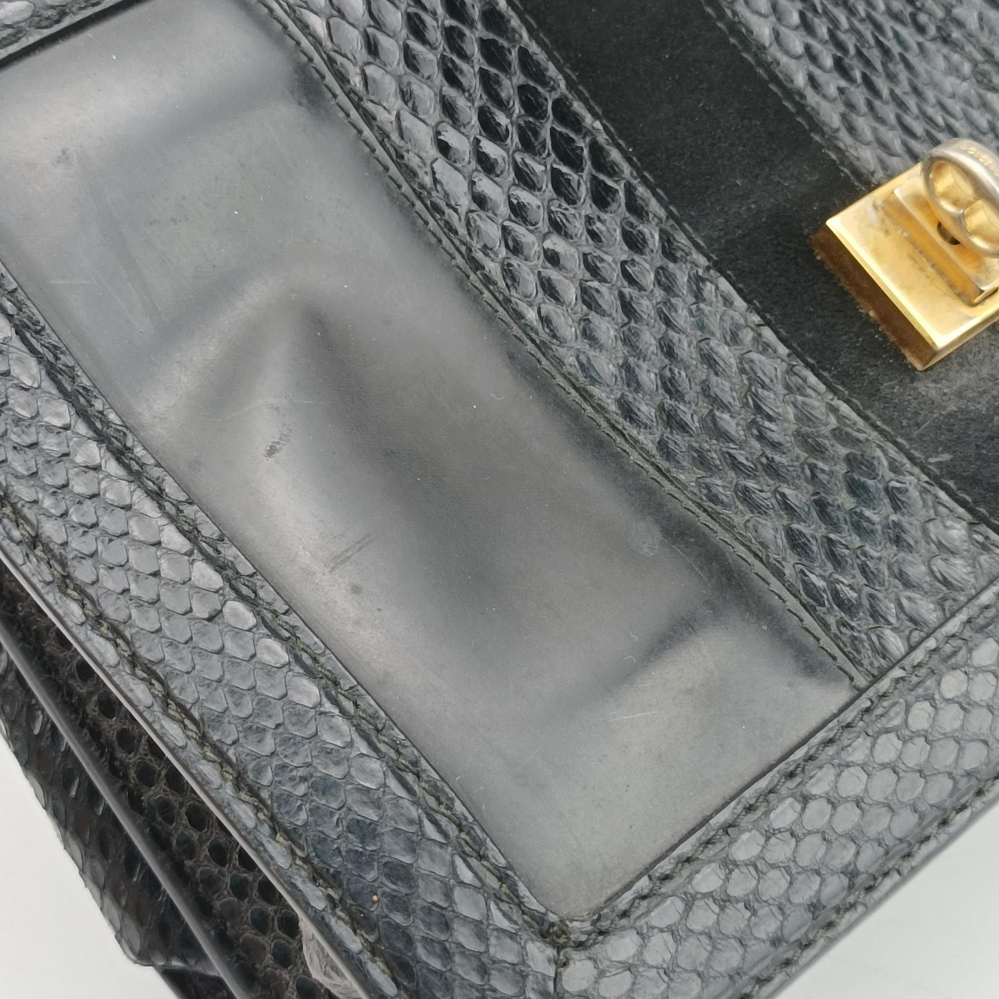 Vintage Dolce & Gabbana Rosalia Top Handle Black Leather×Suede×Python  shoulderbag | stylenewstar