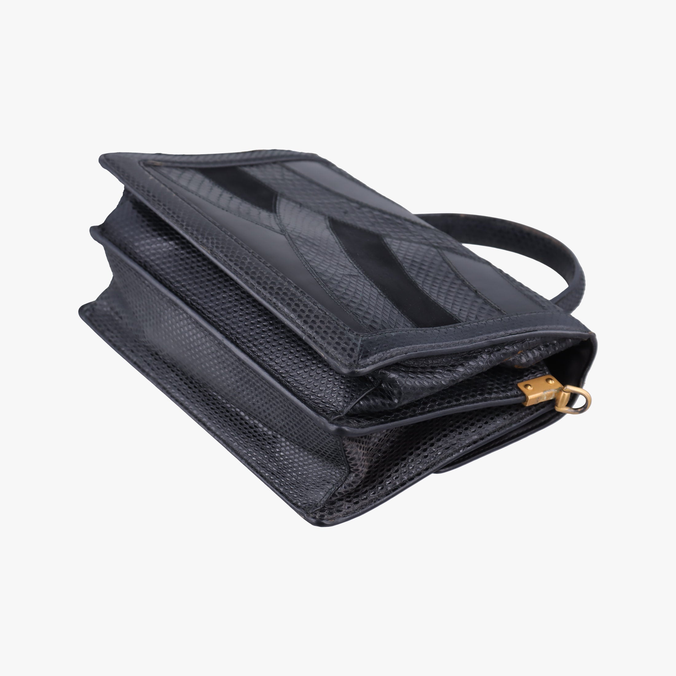 Vintage Dolce & Gabbana Rosalia Top Handle Black Leather×Suede×Python  shoulderbag | stylenewstar