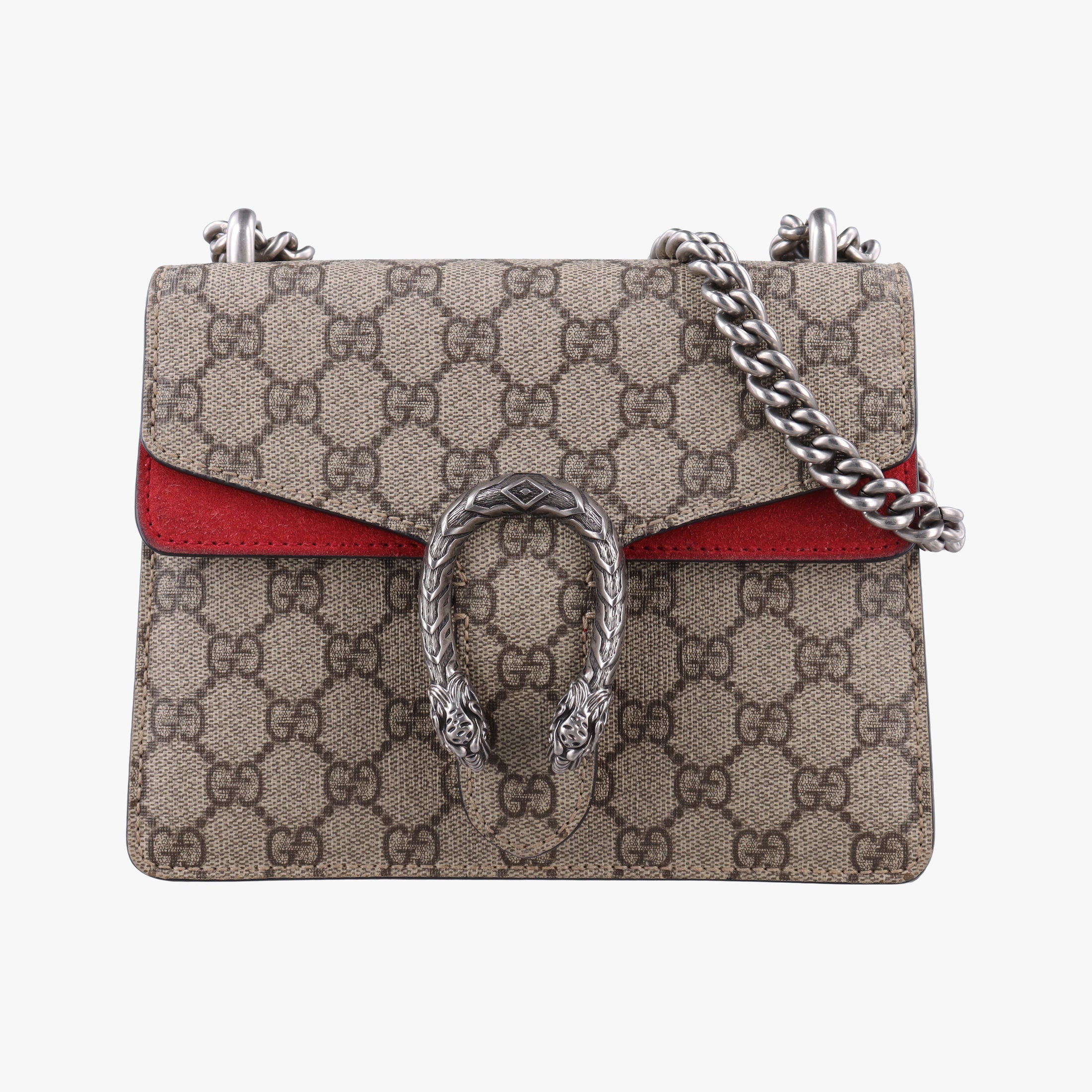 Pre-owned Gucci Dionysus beige×red PVC coated canvas × suede 421970 shoulderbag | stylenewstar
