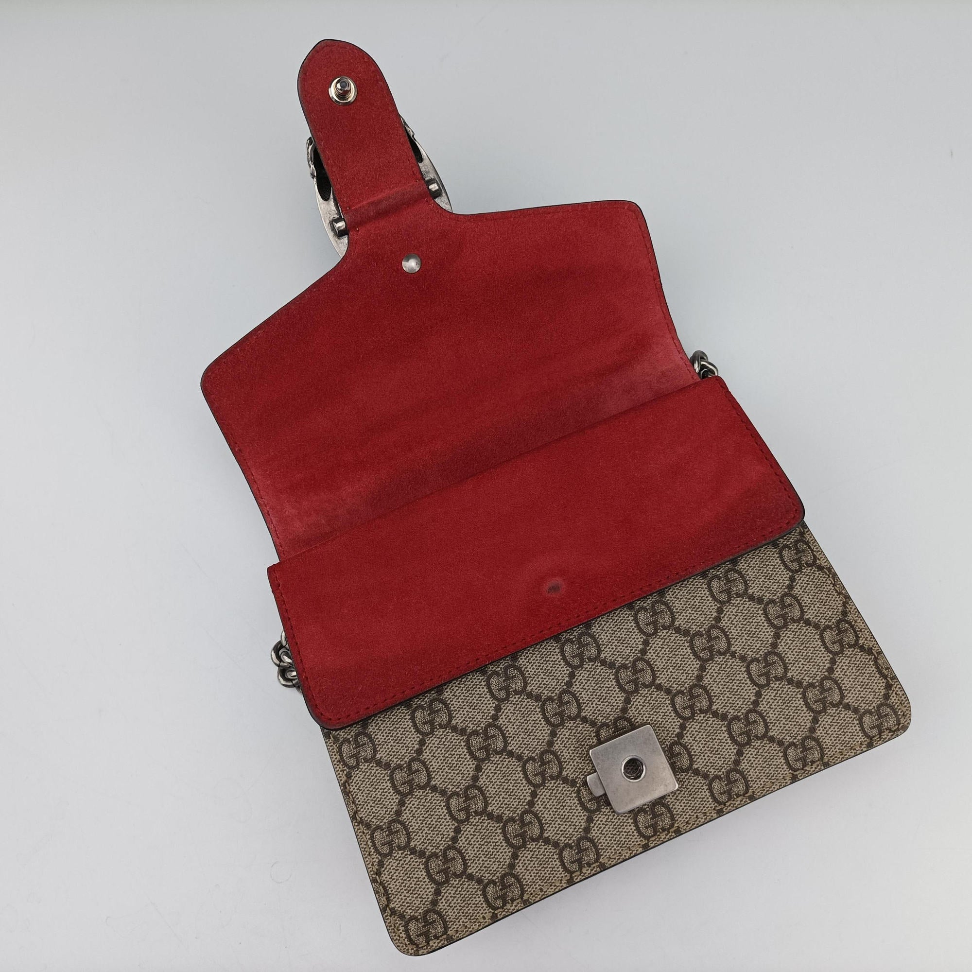 Pre-owned Gucci Dionysus beige×red PVC coated canvas × suede 421970 shoulderbag | stylenewstar