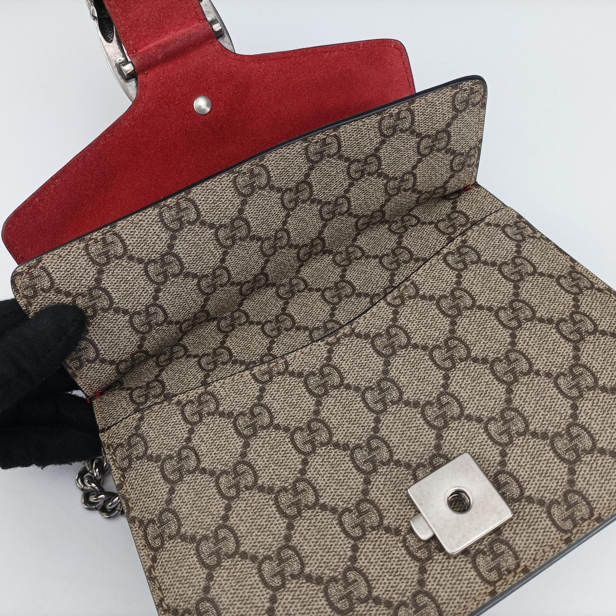 Pre-owned Gucci Dionysus beige×red PVC coated canvas × suede 421970 shoulderbag | stylenewstar