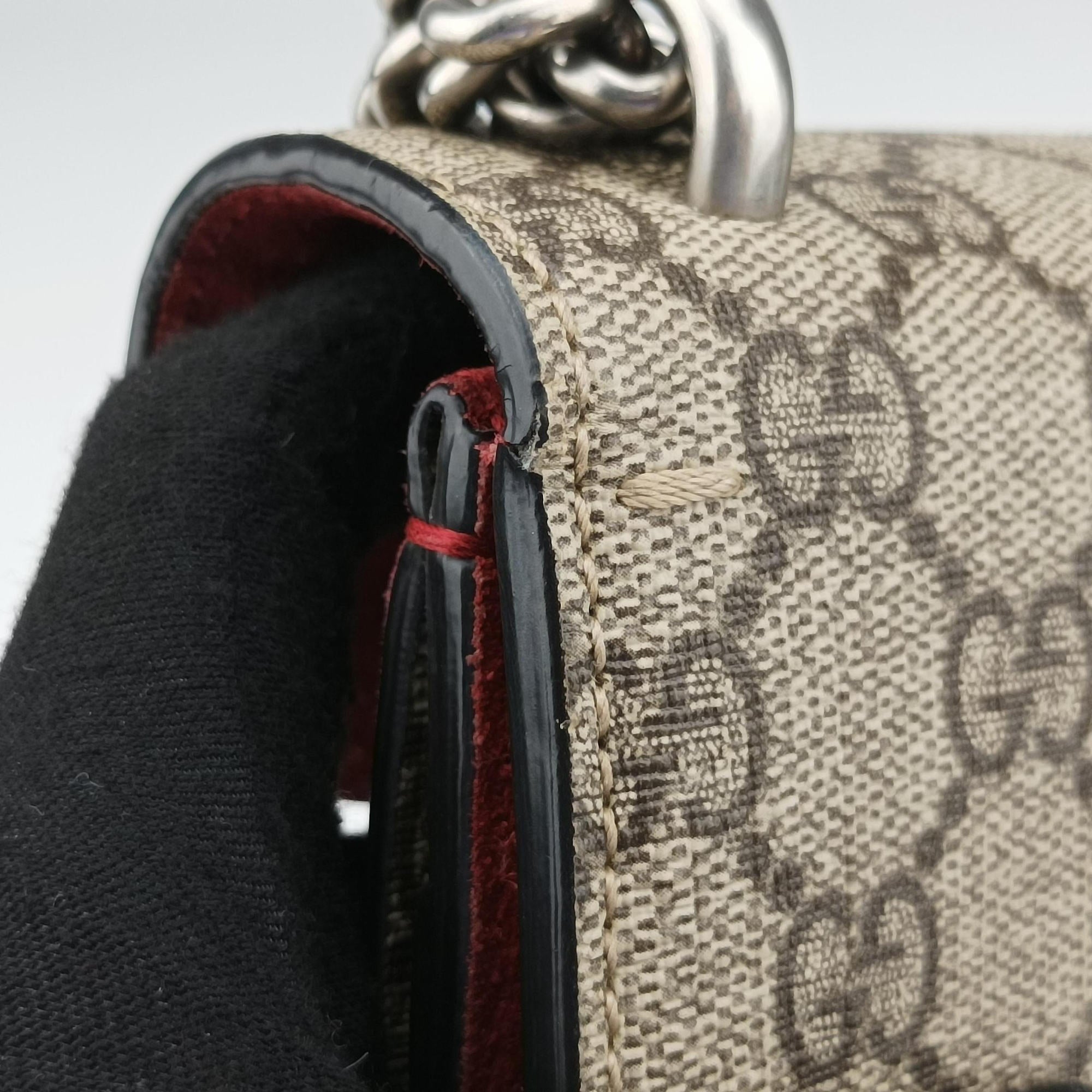 Pre-owned Gucci Dionysus beige×red PVC coated canvas × suede 421970 shoulderbag | stylenewstar