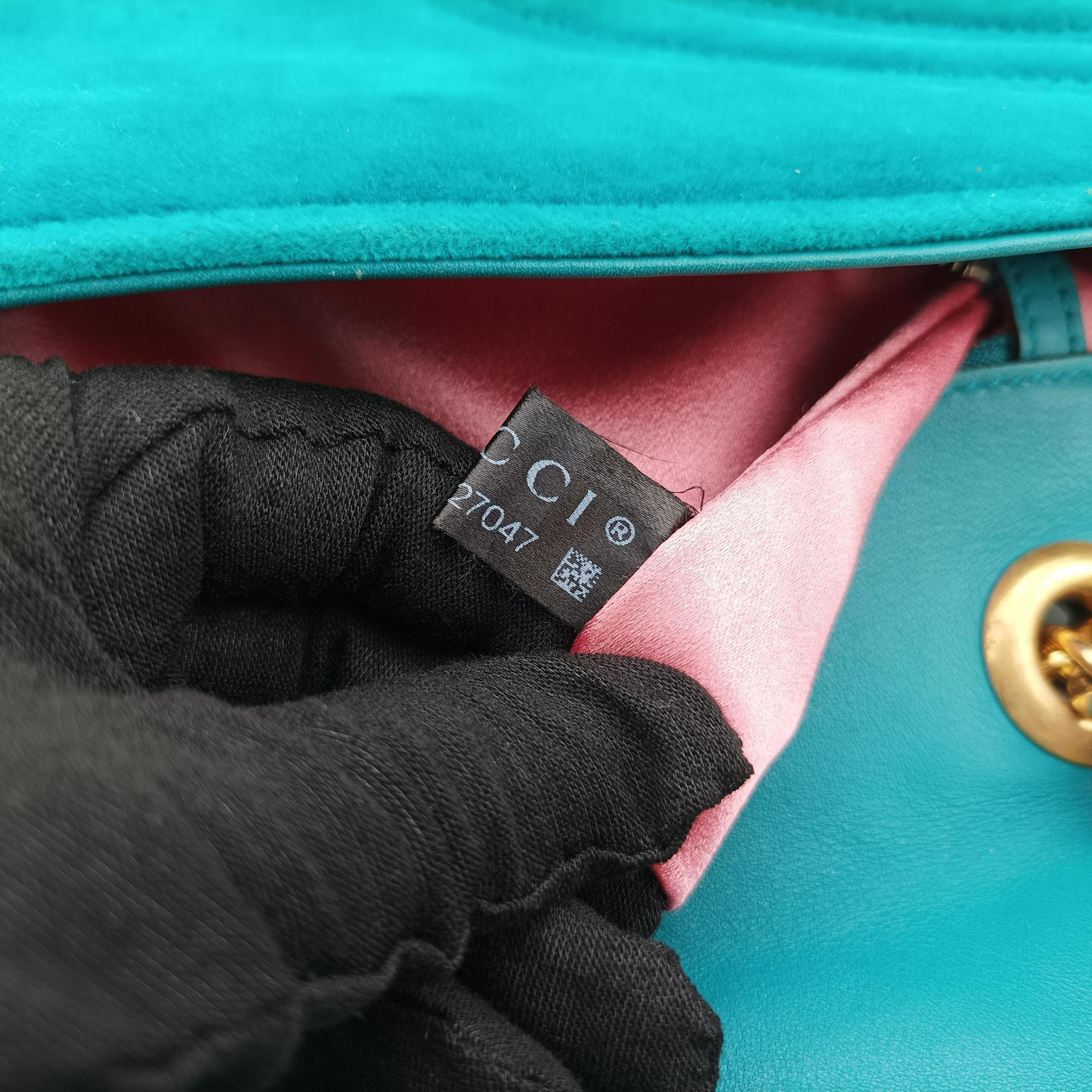 Secondhand Gucci GG Marmont Blue velour 443497 shoulderbag | stylenewstar