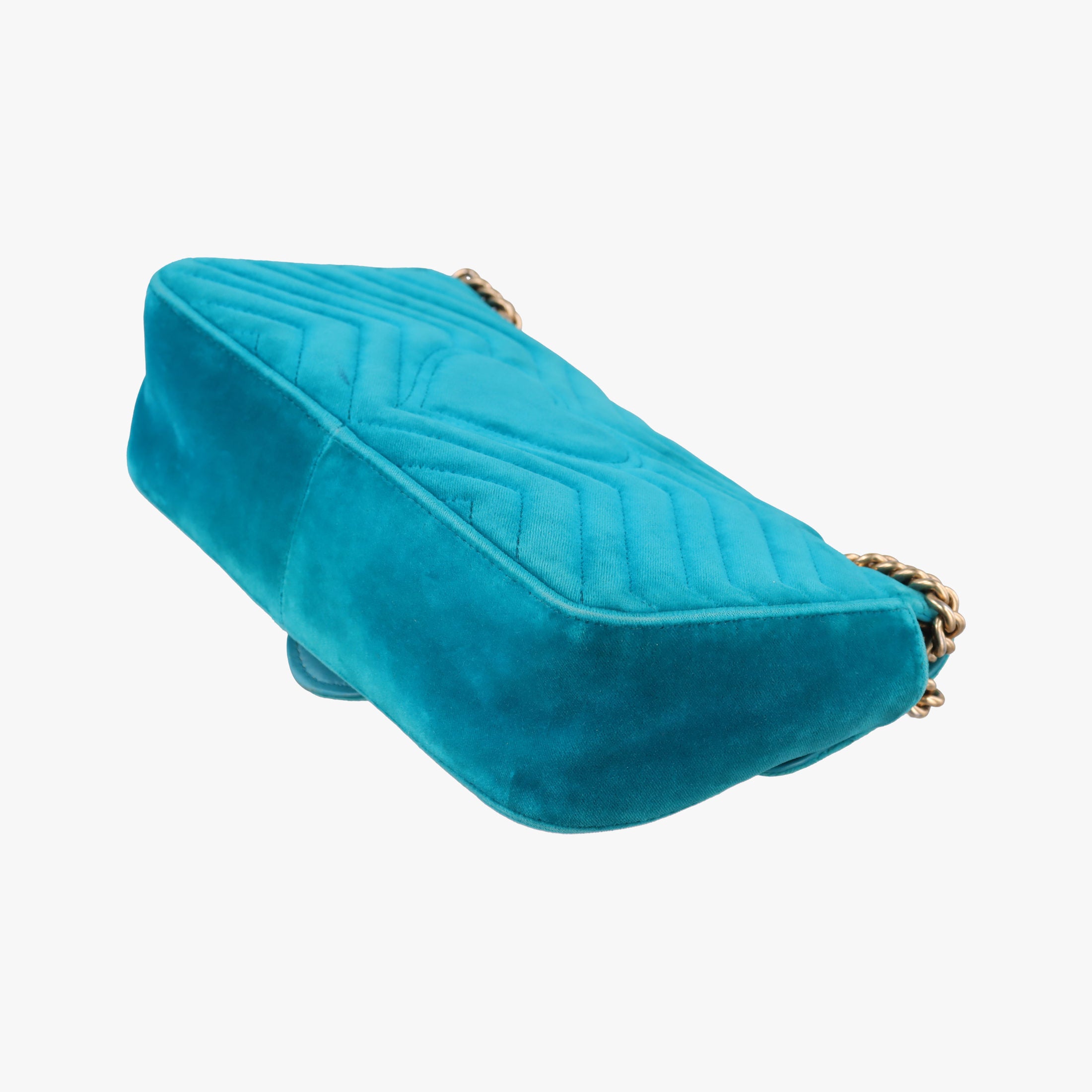 Secondhand Gucci GG Marmont Blue velour 443497 shoulderbag | stylenewstar
