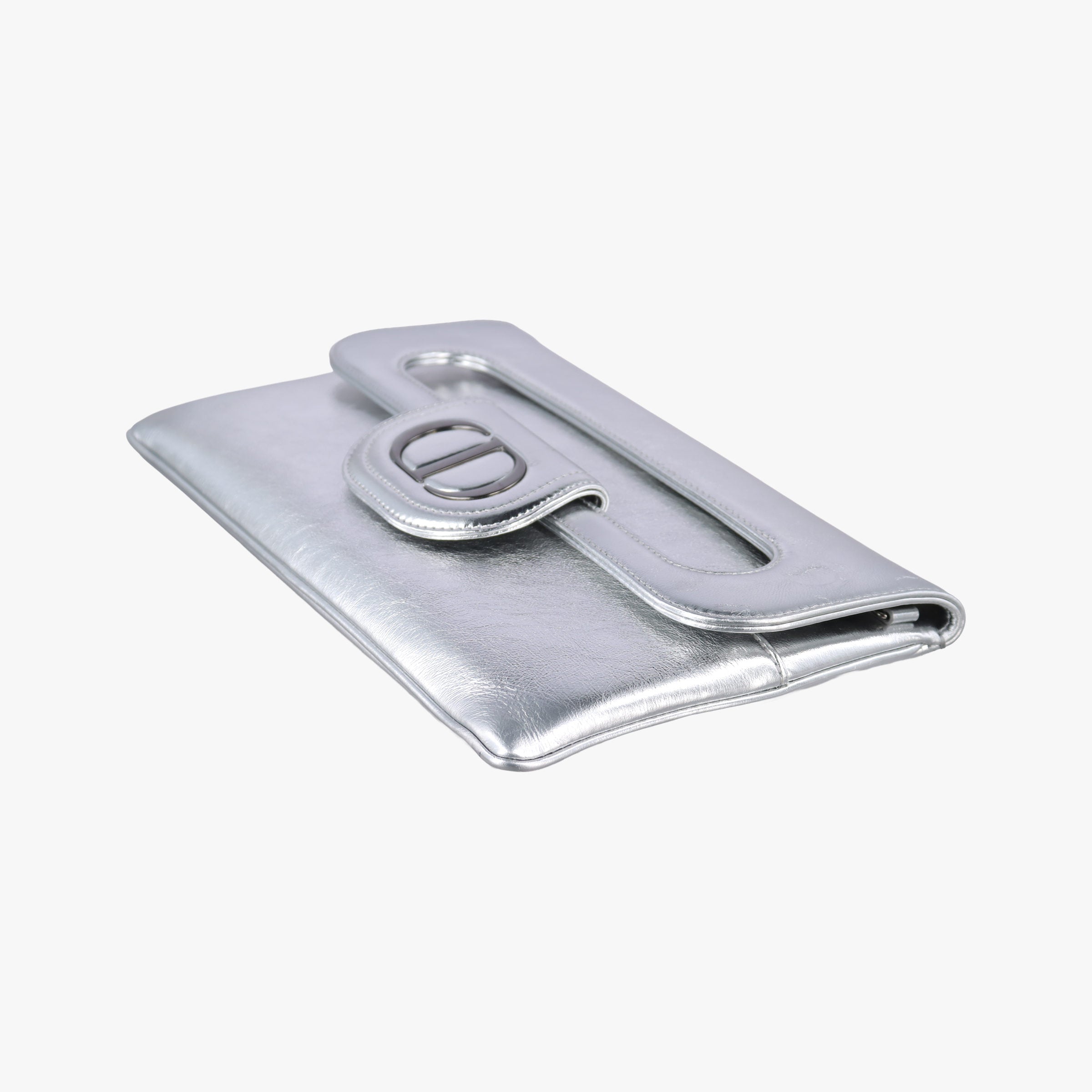 Secondhand Christian Dior Dior double Medium Silver Leather  shoulderbag | stylenewstar