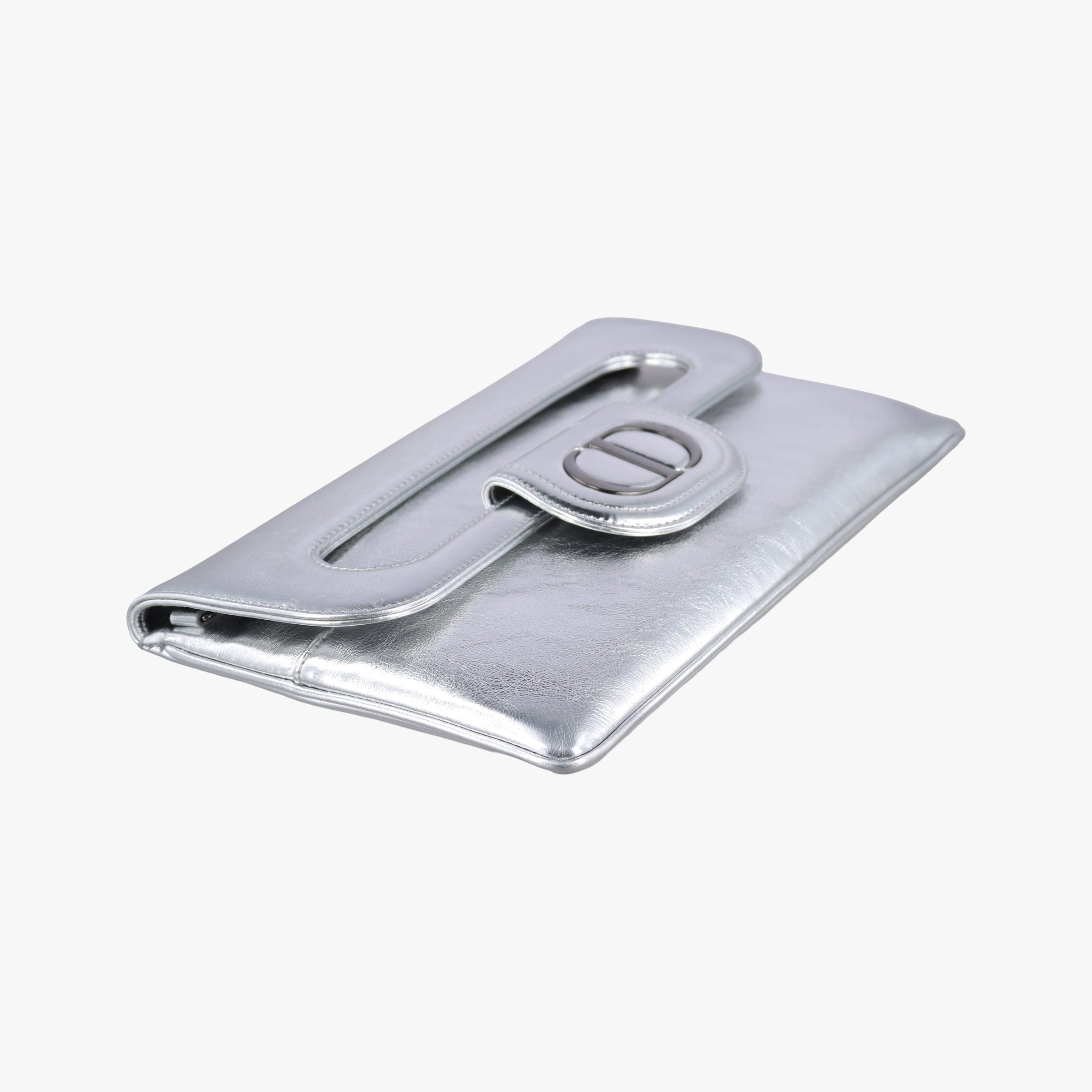Secondhand Christian Dior Dior double Medium Silver Leather  shoulderbag | stylenewstar