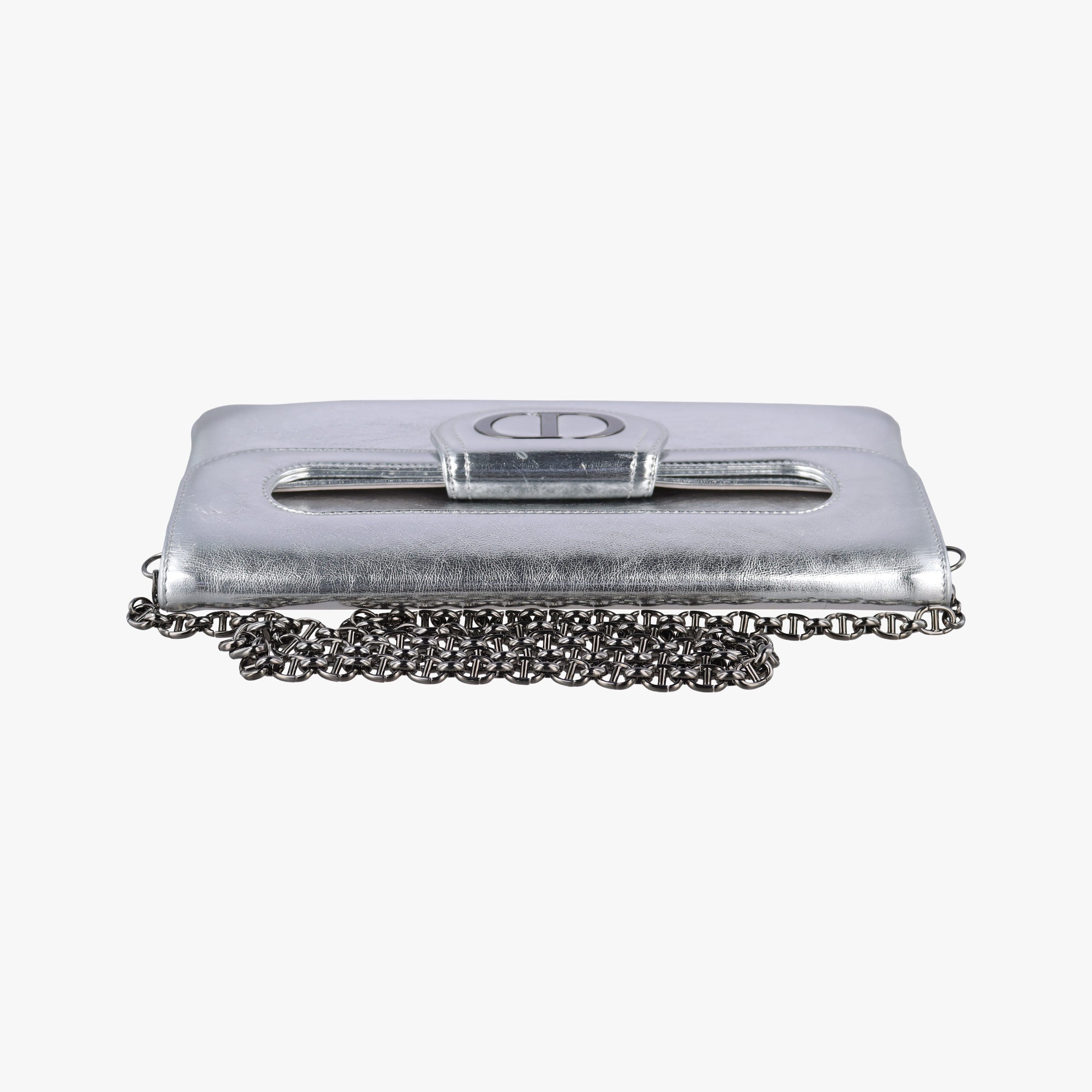 Secondhand Christian Dior Dior double Medium Silver Leather  shoulderbag | stylenewstar
