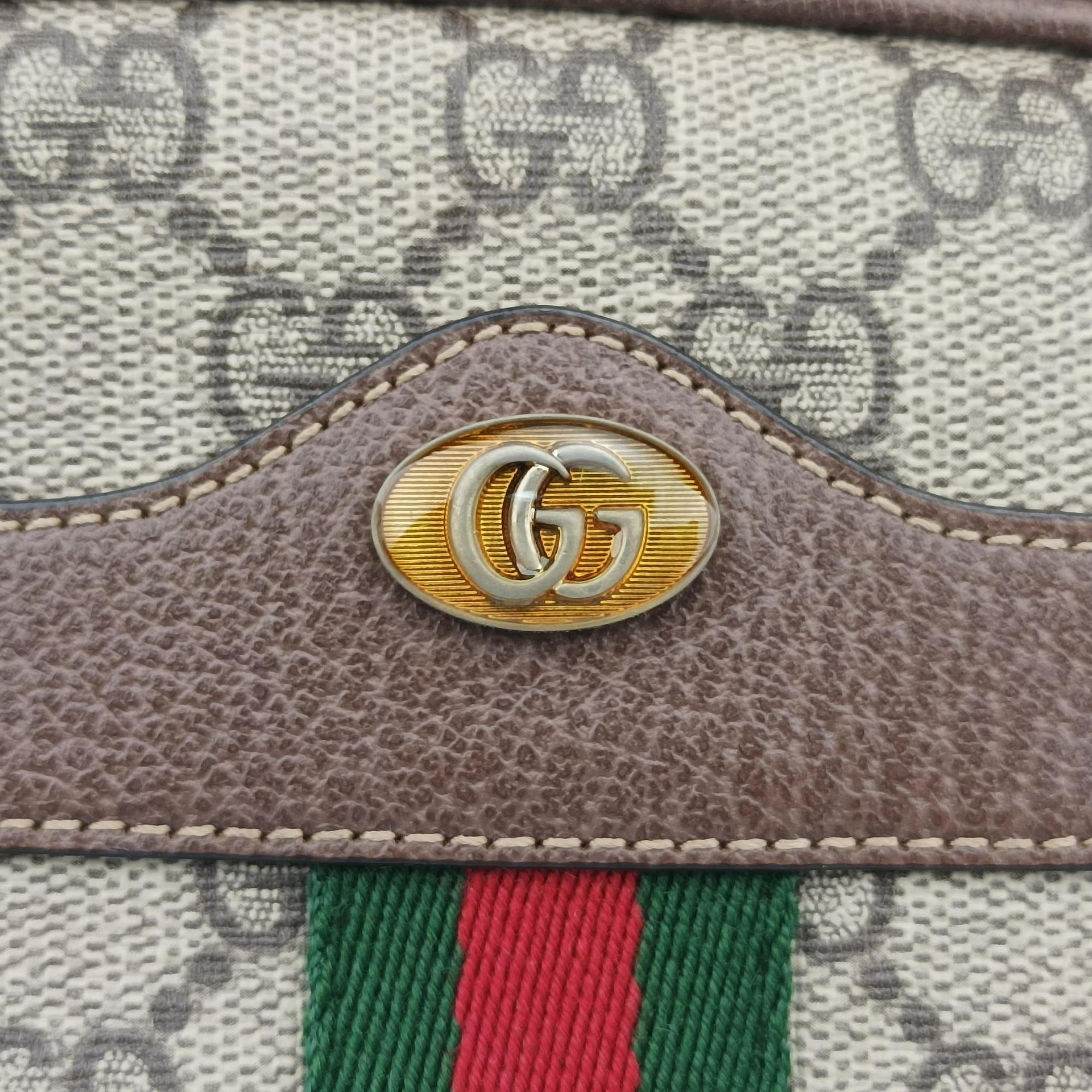 Secondhand Gucci Ophidia Beige×red×green PVC coated canvas×Leather 598664 shoulderbag | stylenewstar