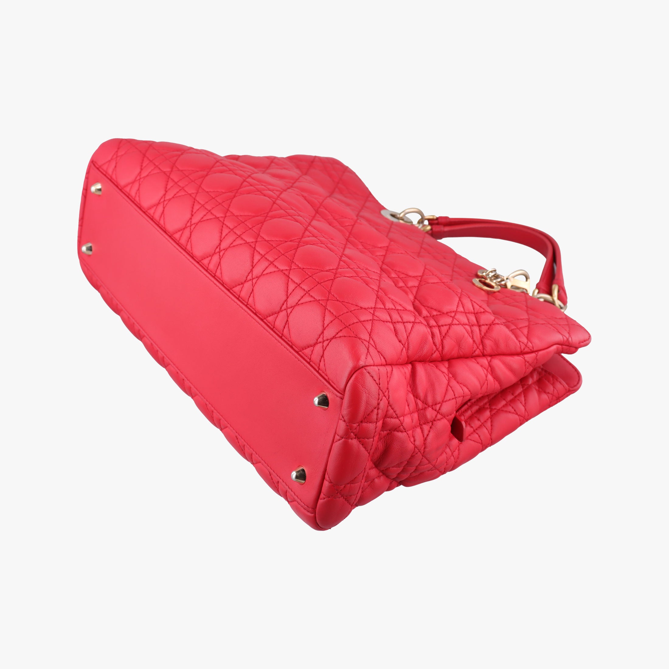 Pre-owned Christian Dior Cannage Dior Soft Shopping Red lambskin  handbag | stylenewstar