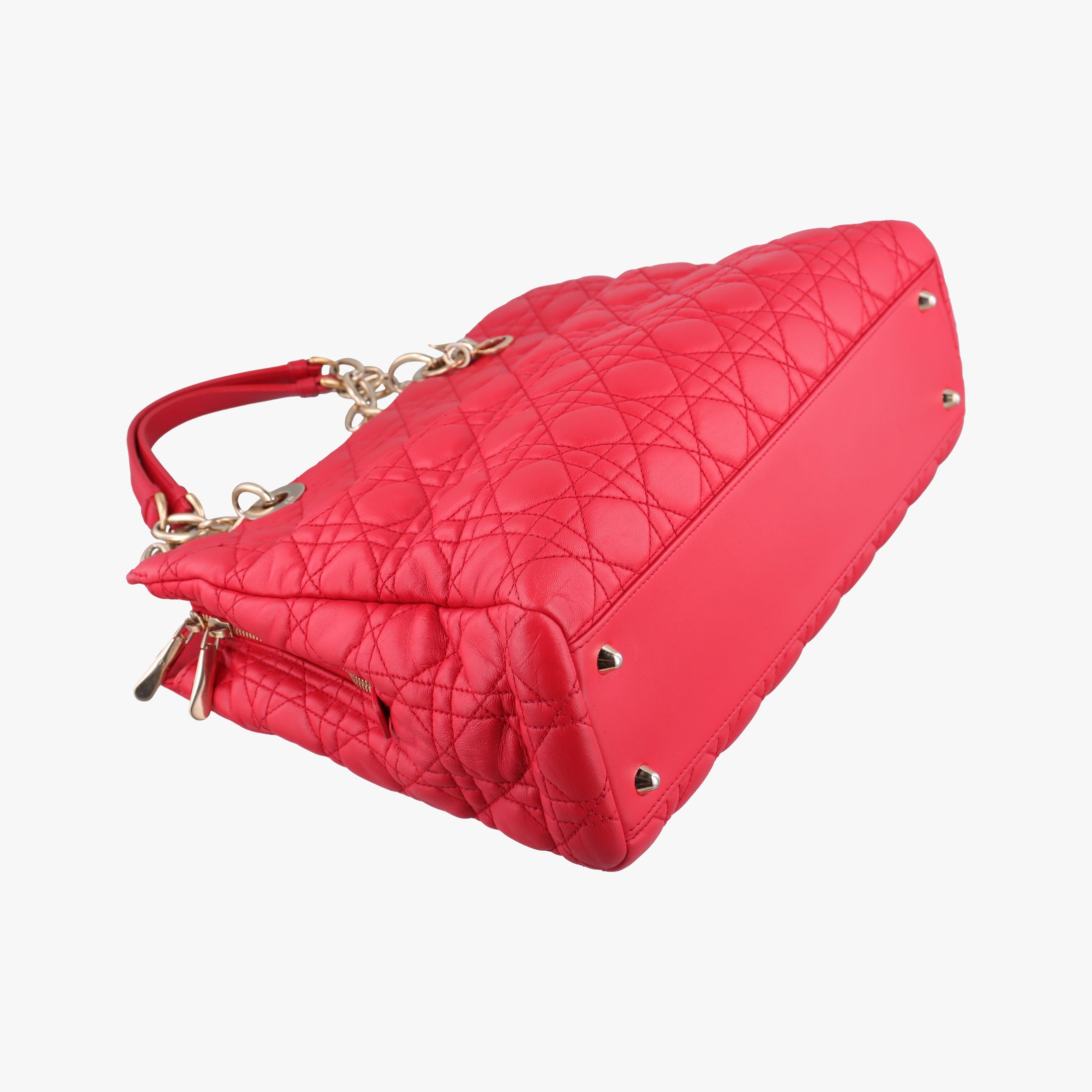 Pre-owned Christian Dior Cannage Dior Soft Shopping Red lambskin  handbag | stylenewstar