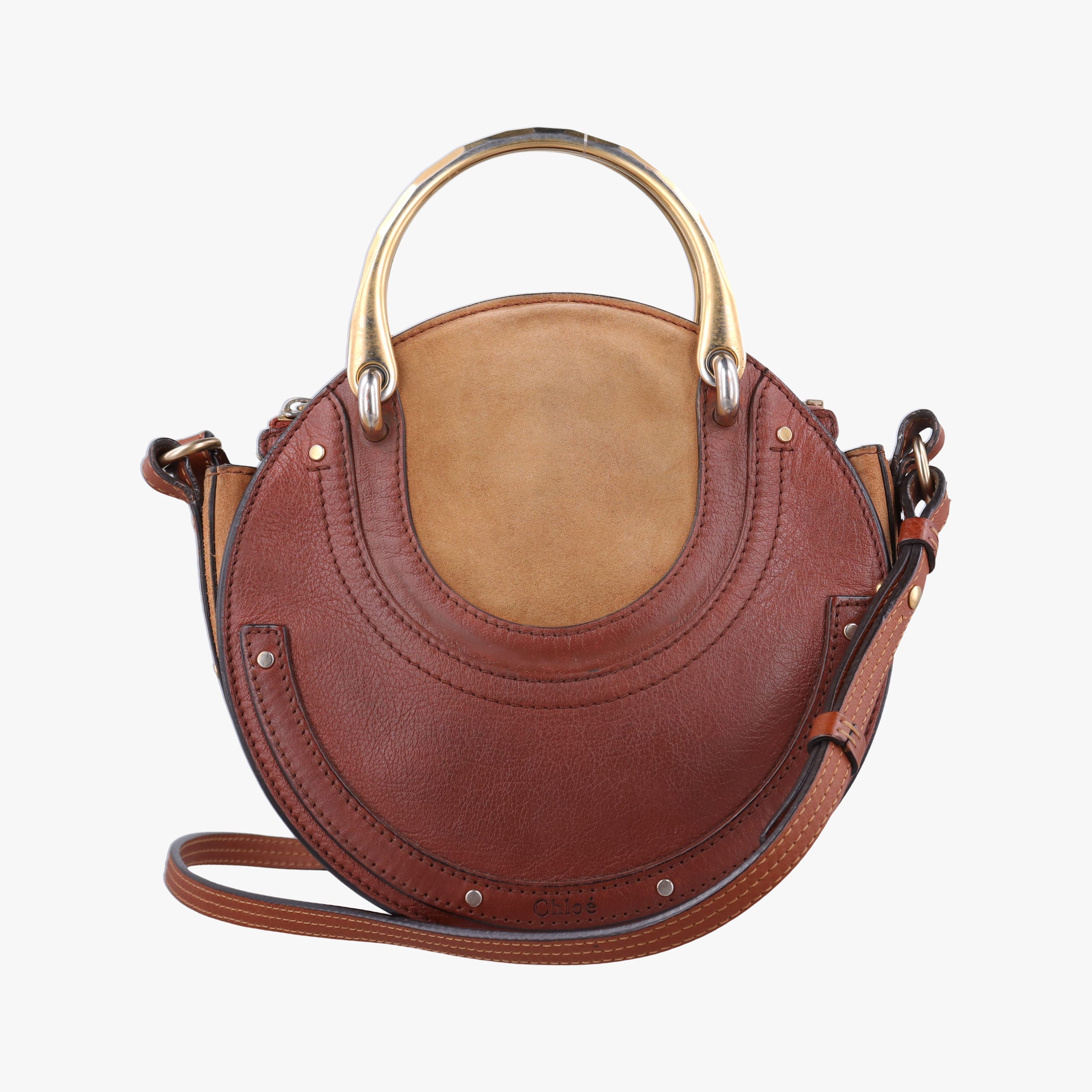 Pre-owned Chloe Small Pixie Round Top Brown × Bordeaux Leather×Suede  shoulderbag | stylenewstar