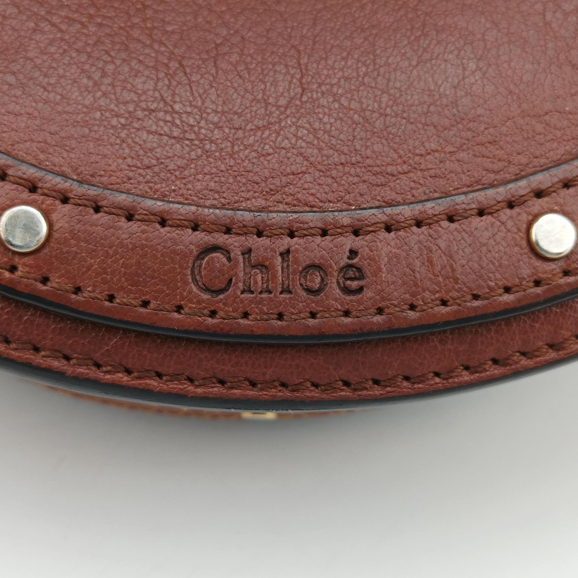 Pre-owned Chloe Small Pixie Round Top Brown × Bordeaux Leather×Suede  shoulderbag | stylenewstar
