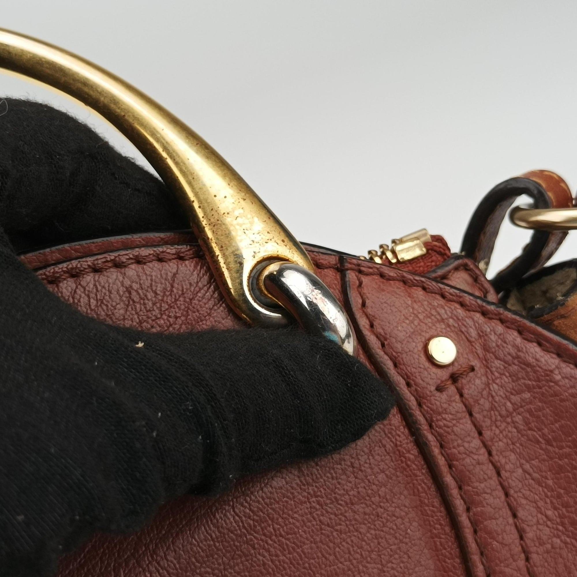 Pre-owned Chloe Small Pixie Round Top Brown × Bordeaux Leather×Suede  shoulderbag | stylenewstar
