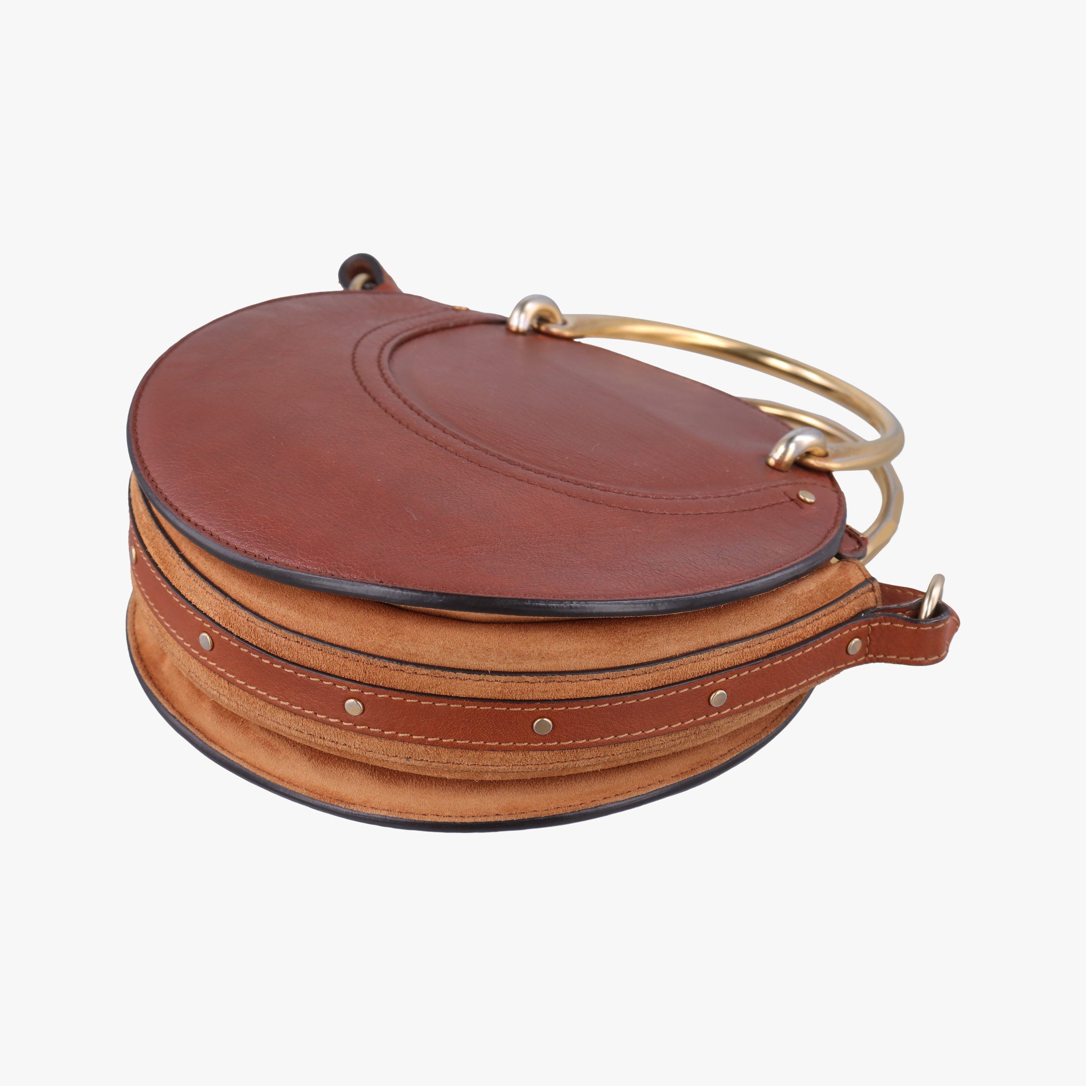 Pre-owned Chloe Small Pixie Round Top Brown × Bordeaux Leather×Suede  shoulderbag | stylenewstar